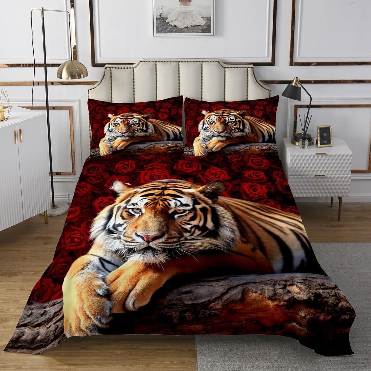 Erosebridal Tiger Bedspread Queen 90x90 with 2 Pillow Cases
