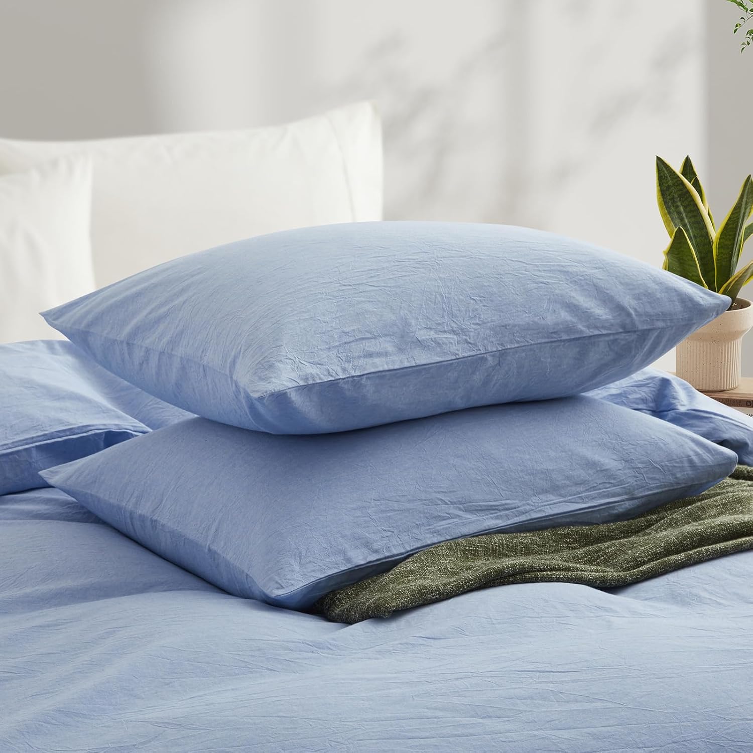 LOVQUE Light Blue Duvet Cover Set Full Size