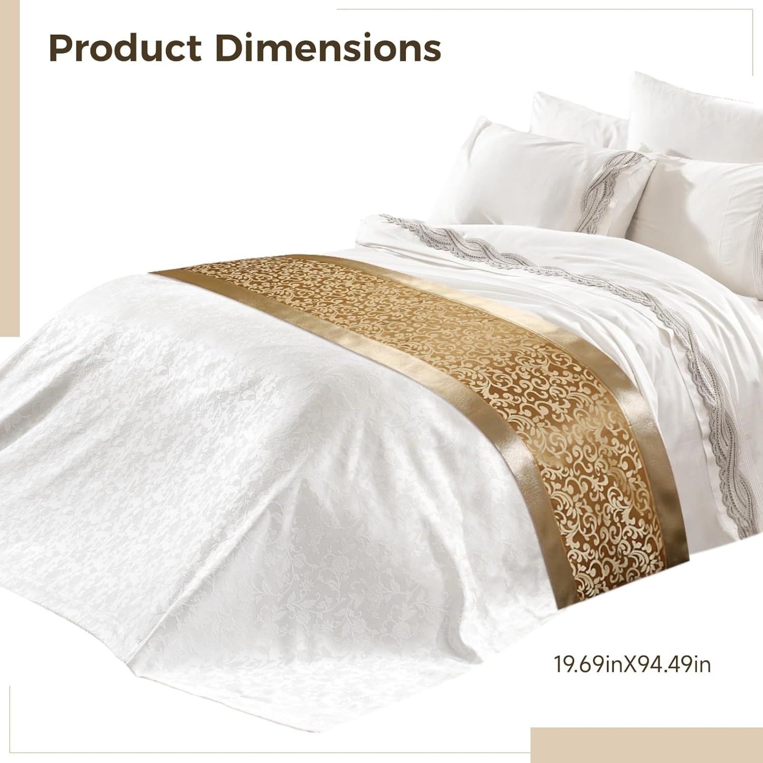 Epicover 197 x 945 Inch Golden Bed Runner