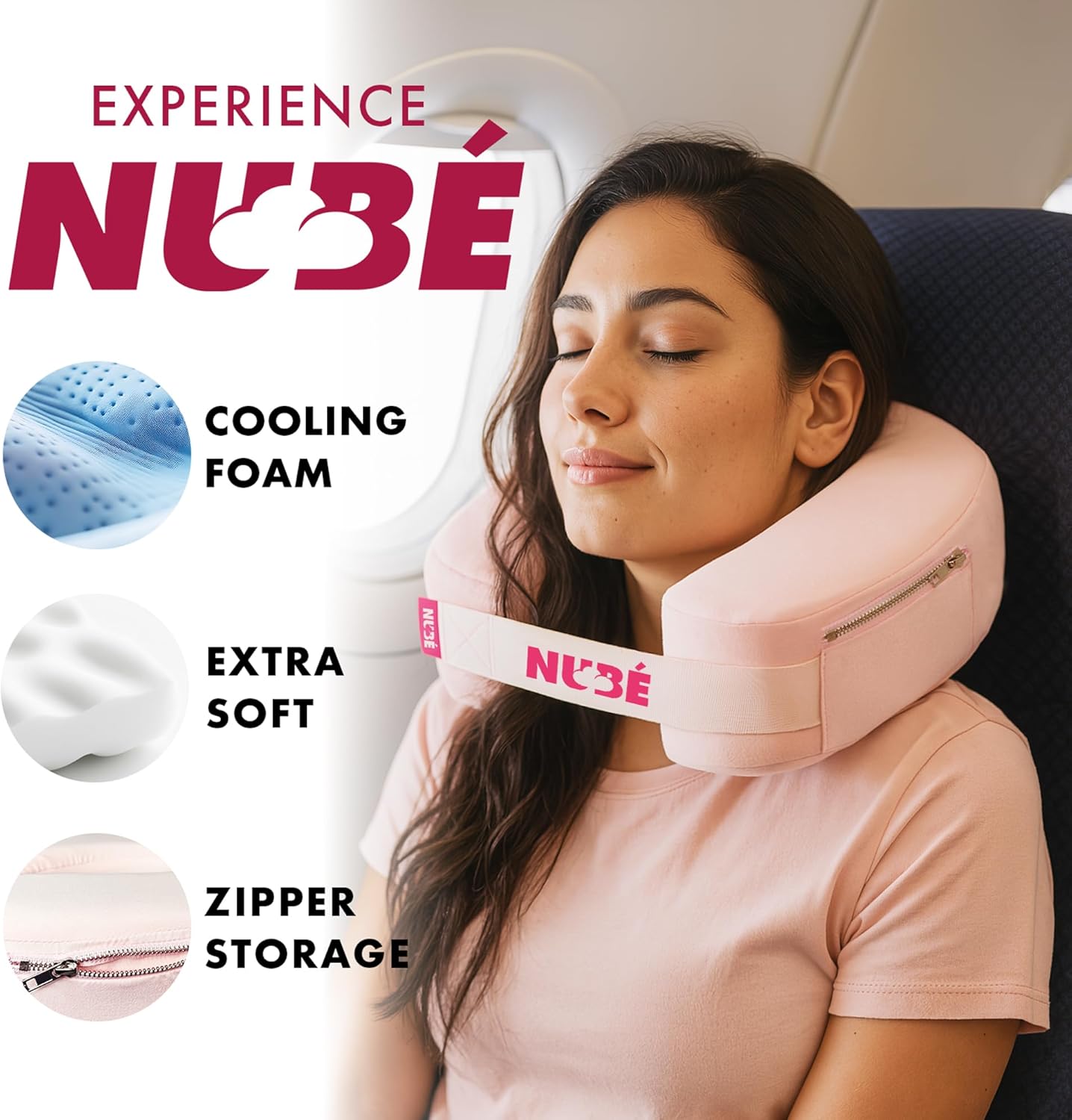 Nub Travel Neck Pillow Pink 1
