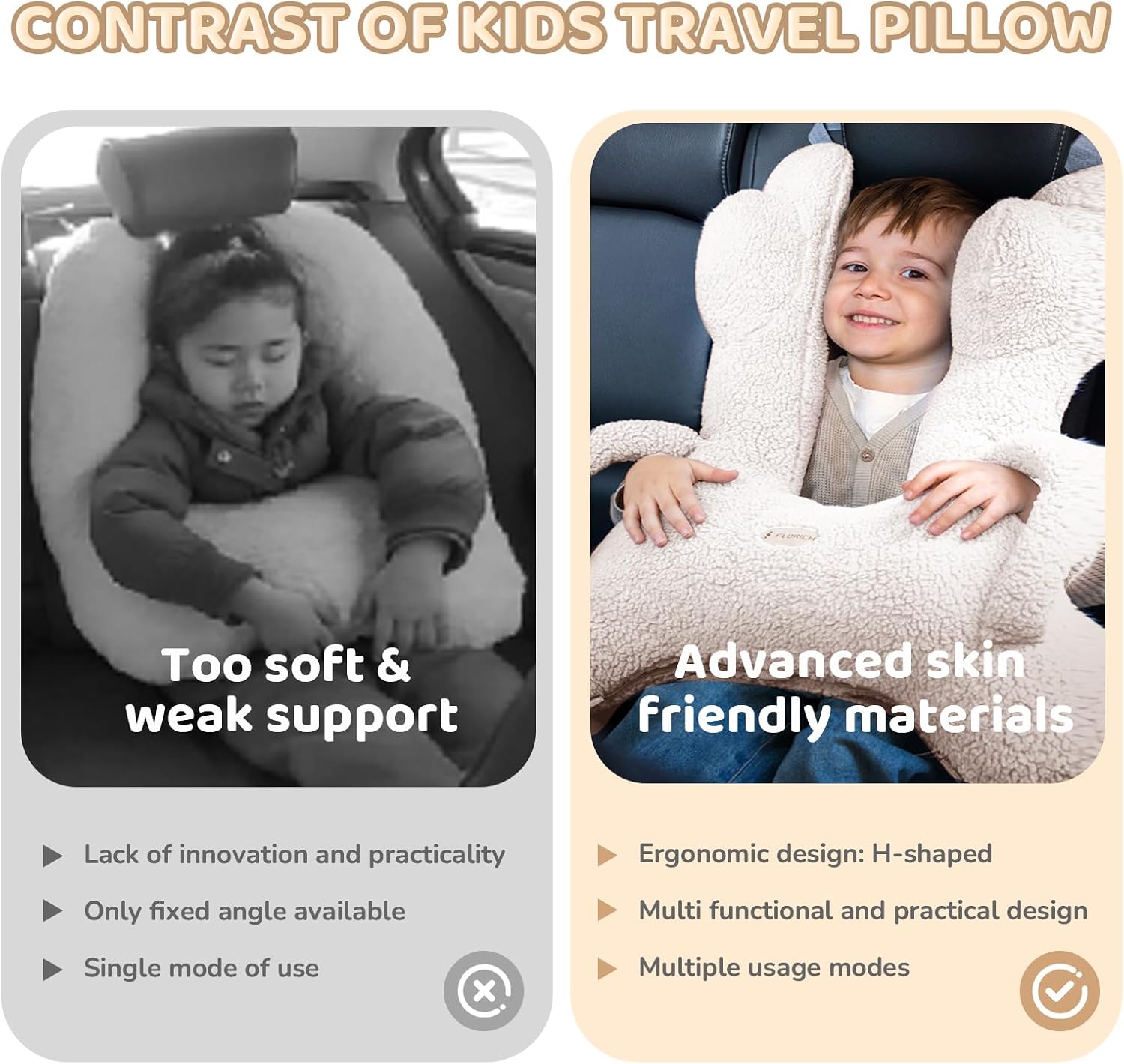 FLORICH Travel Pillow with Head and Body Support
