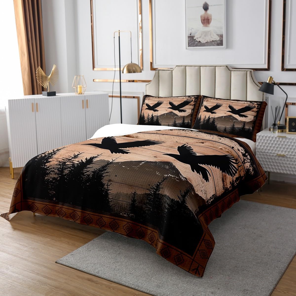 Erosebridal King Bedspread Set with Paw Prints
