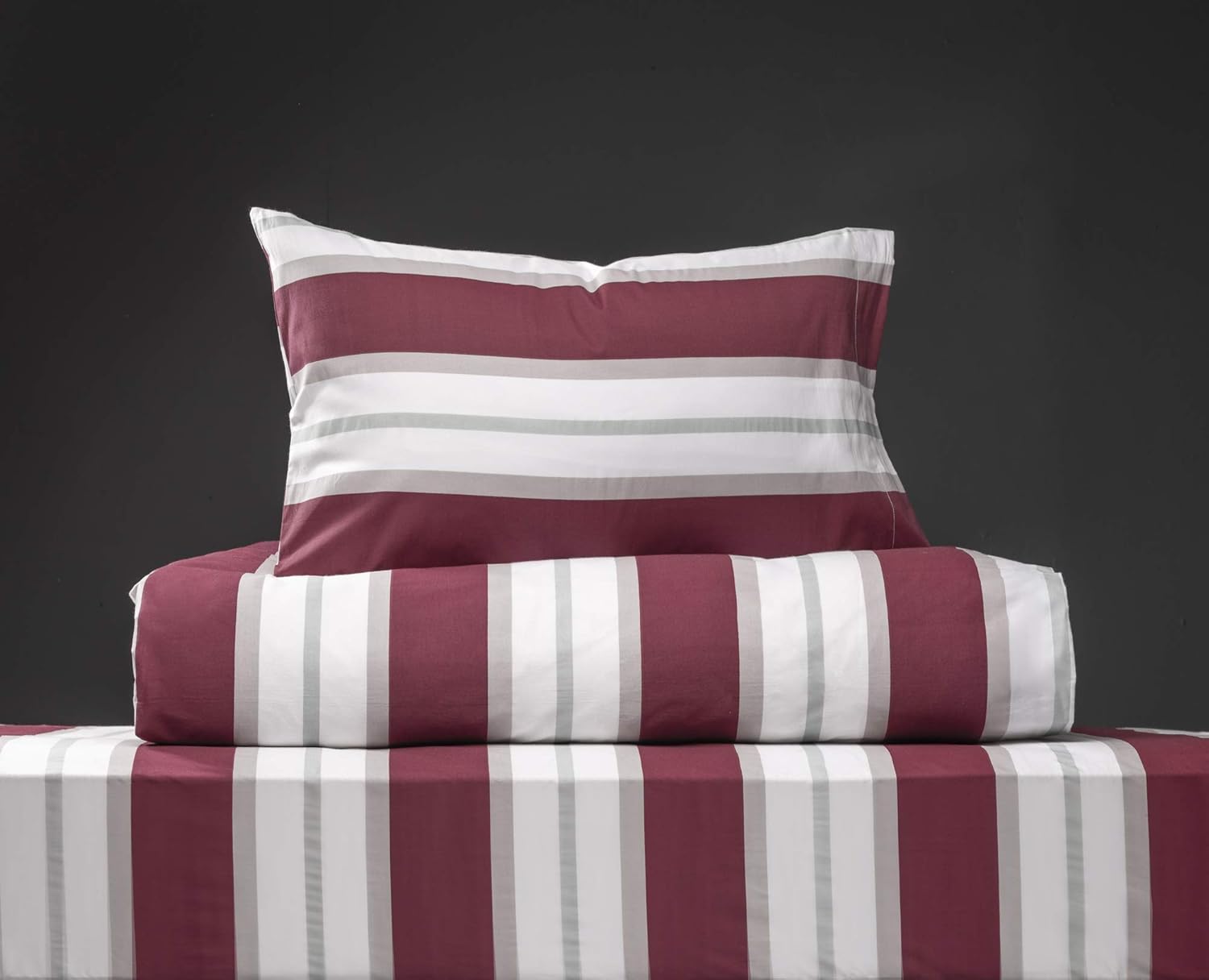 XLNT Twin Size Striped Rose Bedding Set 6 Piece