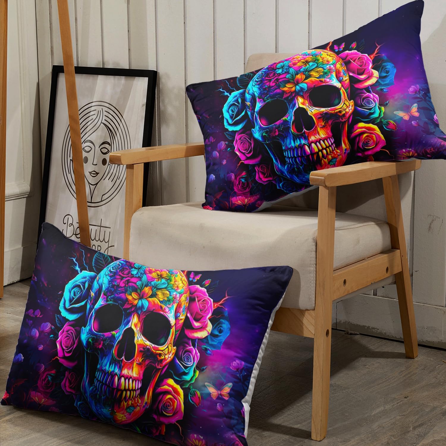 AILONEN Skull Print Fitted Sheet Set Twin XL