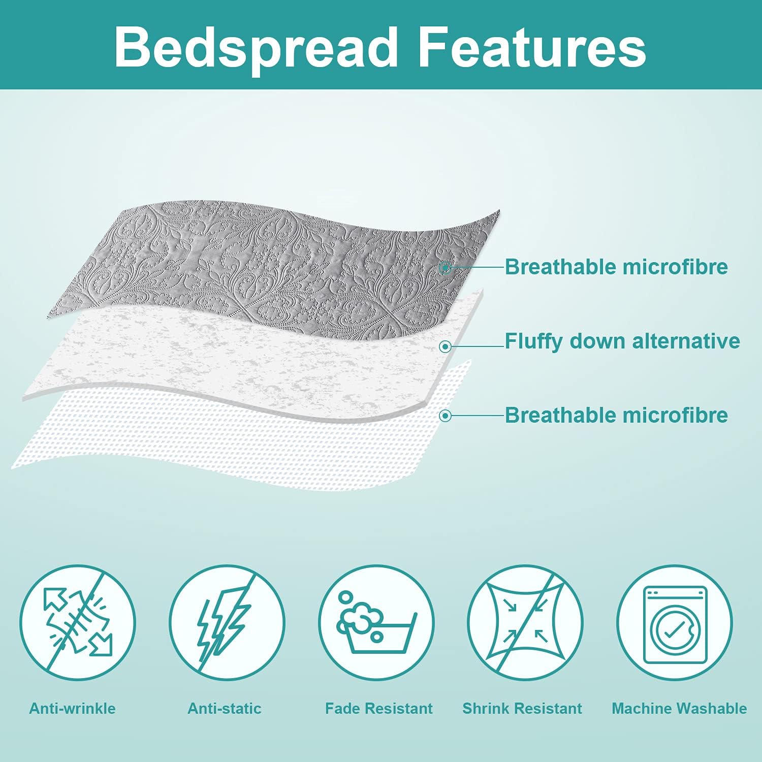 Hansleep Grey Baroque Quilt Set - Queen Size