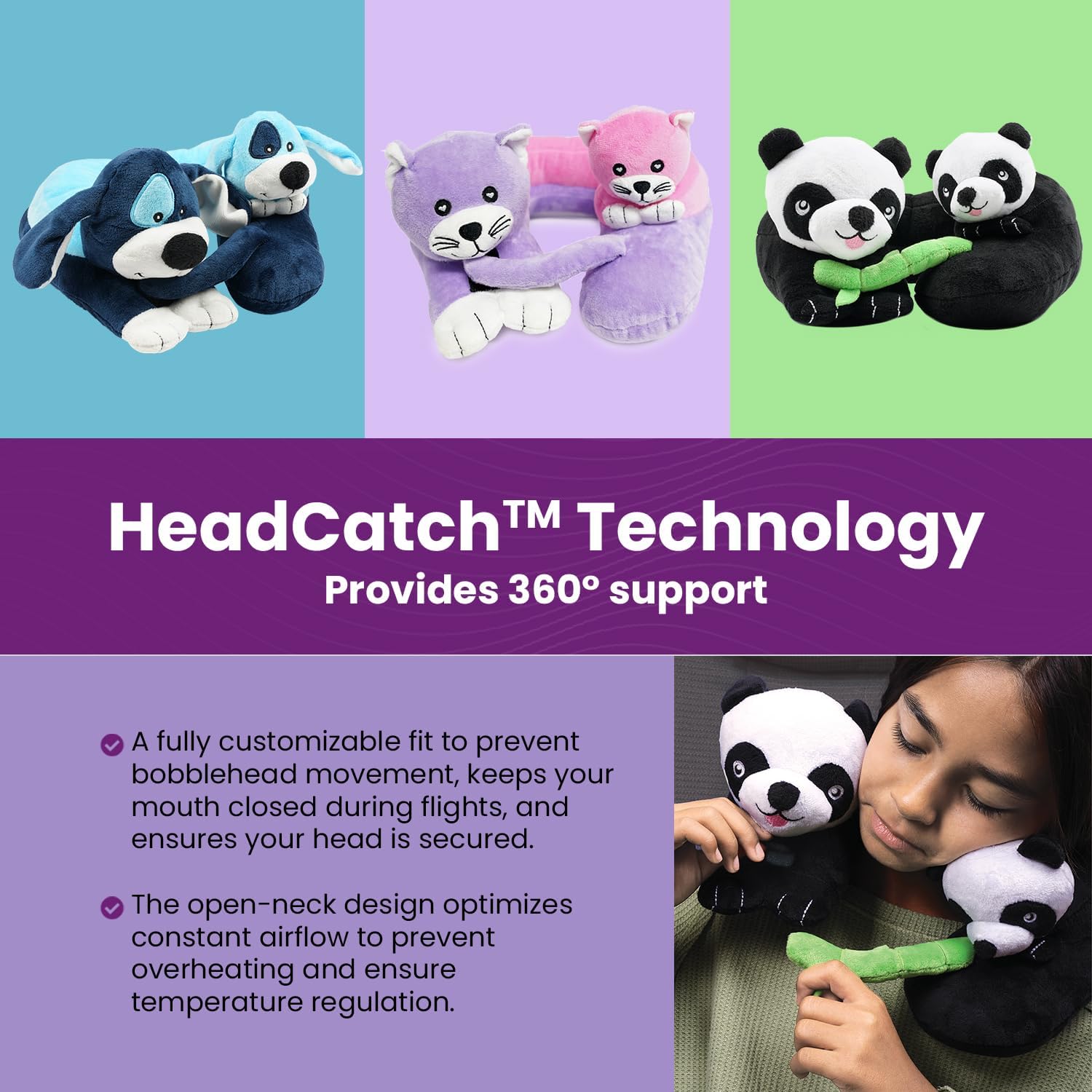 Cabeau Travel Pillow for Kids Puppies Style