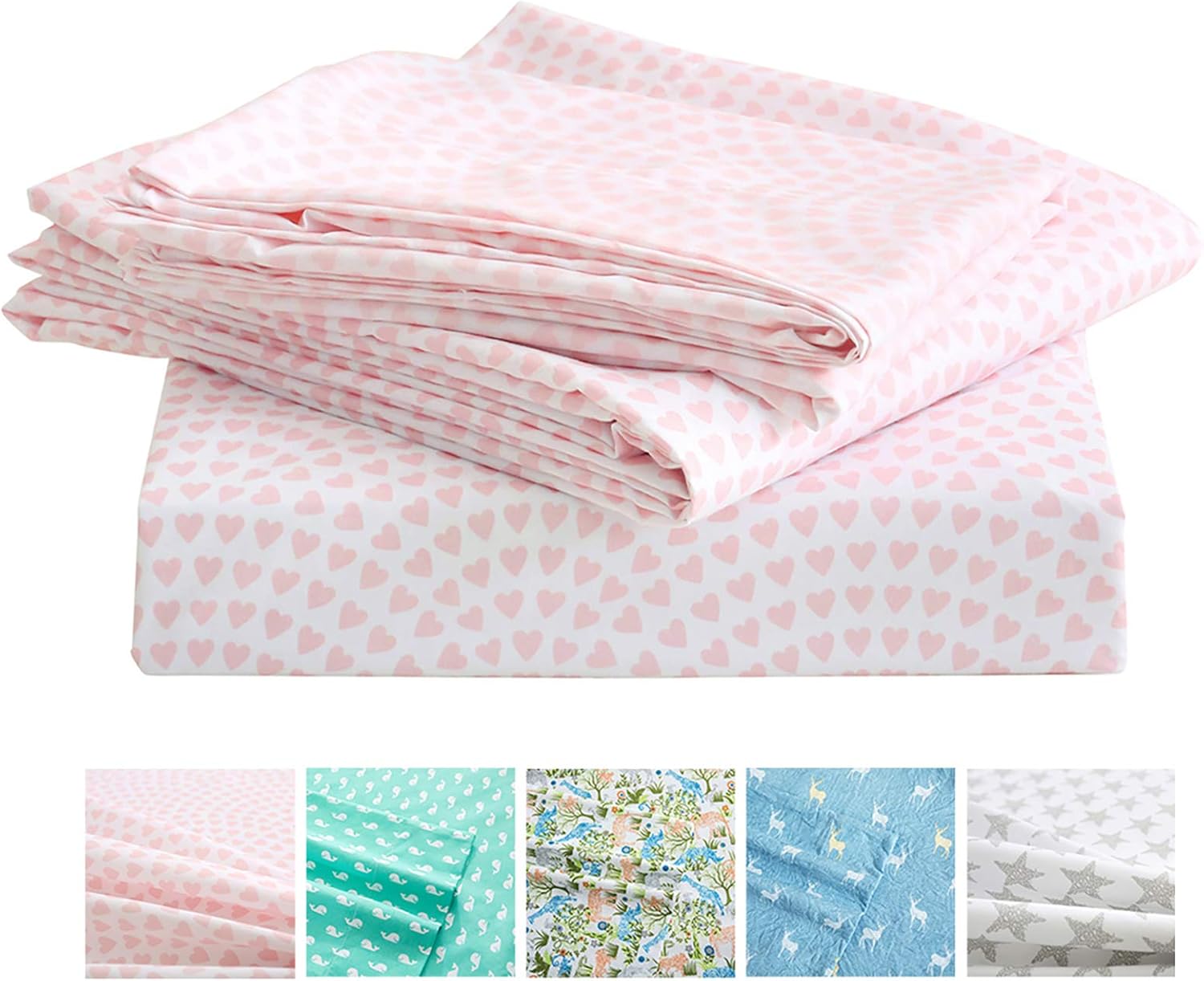 Vonty Kids Full Pink Heart Printed Sheet Set 1