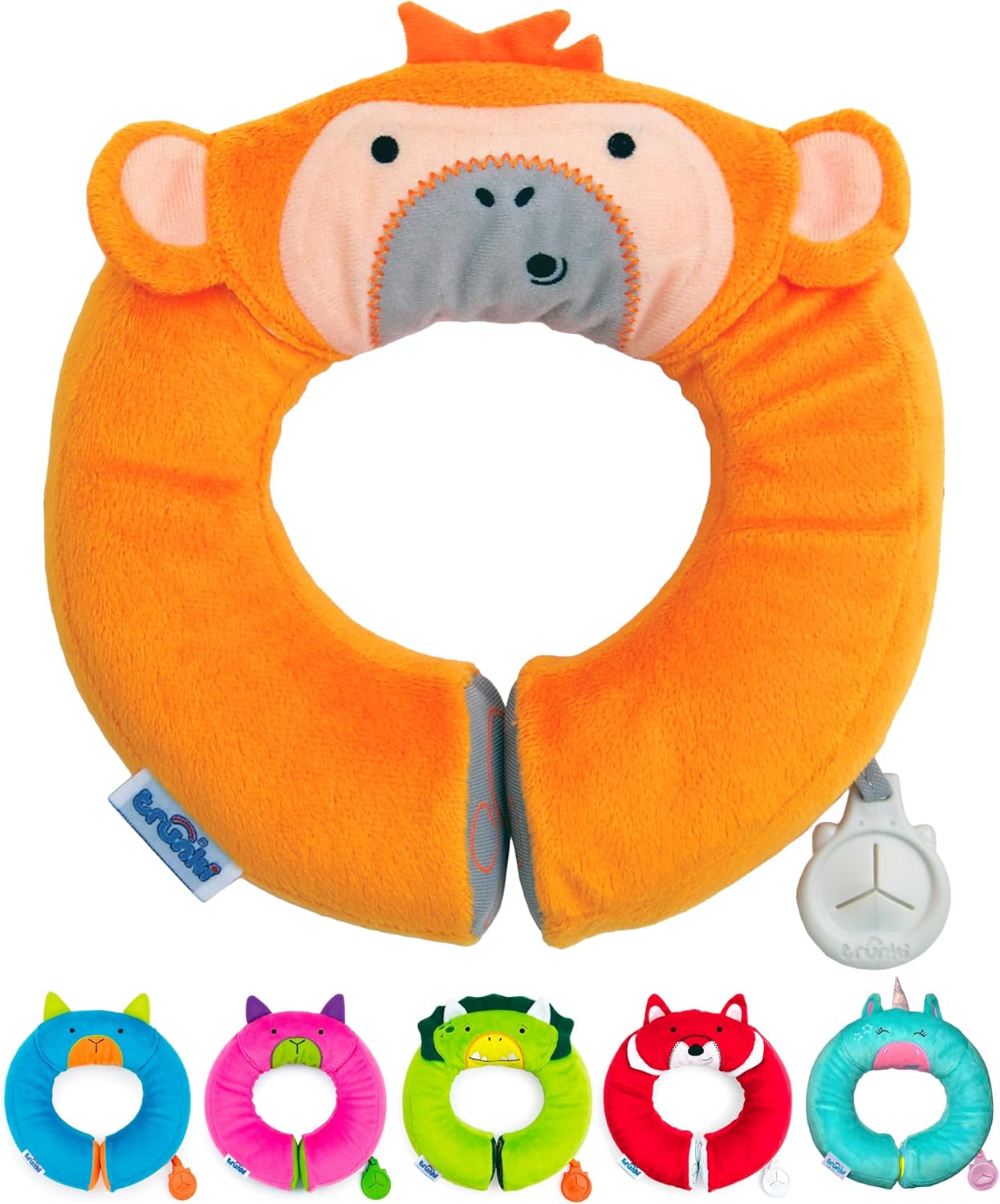 Trunki Kids Travel Neck Pillow with Chin Rest Mylo Monkey Orange
