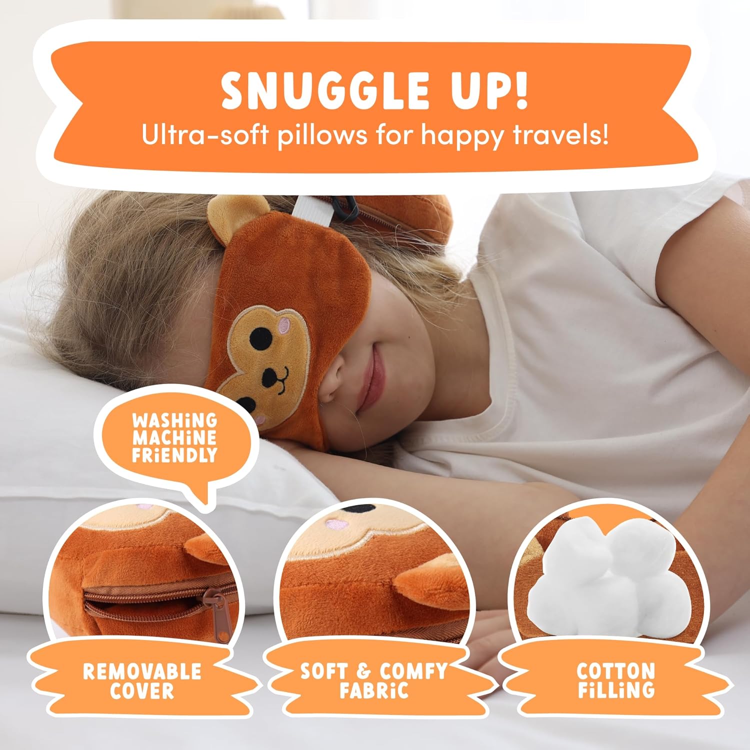 ecoZen Lifestyle Travel Pillow Set for Kids - Monkey Design