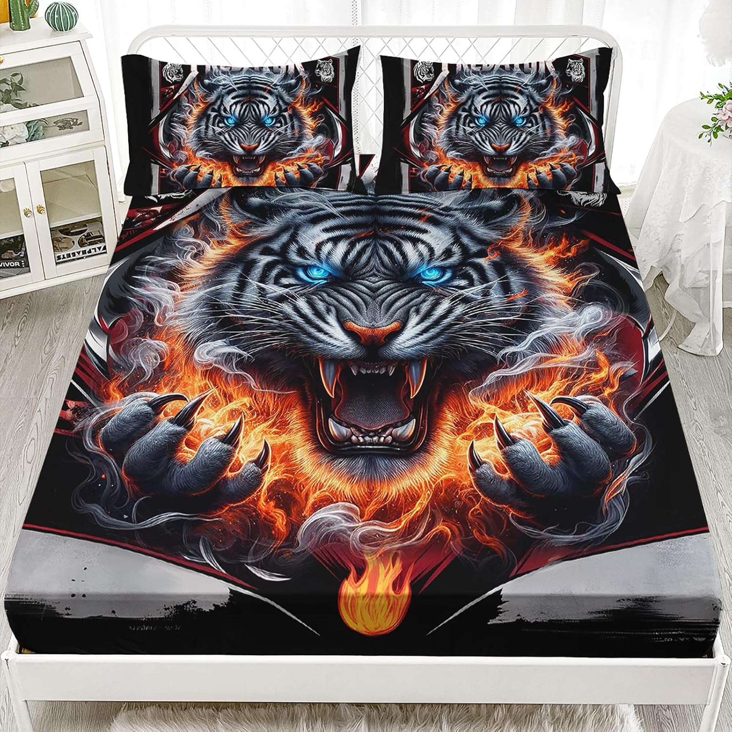 AILONEN Boys Tiger Fitted Sheet Set Twin XL 3-Piece