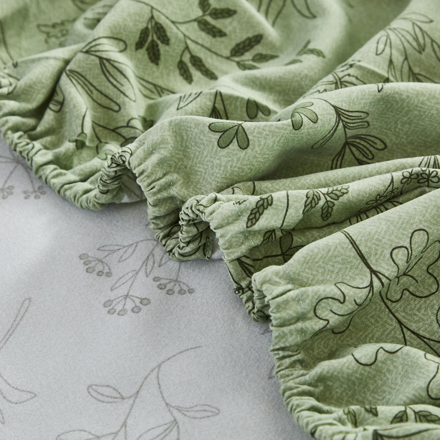 Usfivefam Green Floral Cal King Sheet Set 4PCS