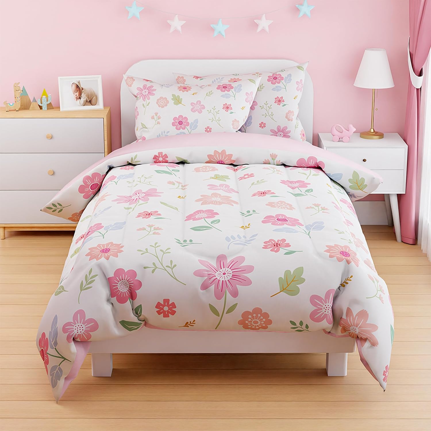 SANDJEST Floral Duvet Cover Set for Kids