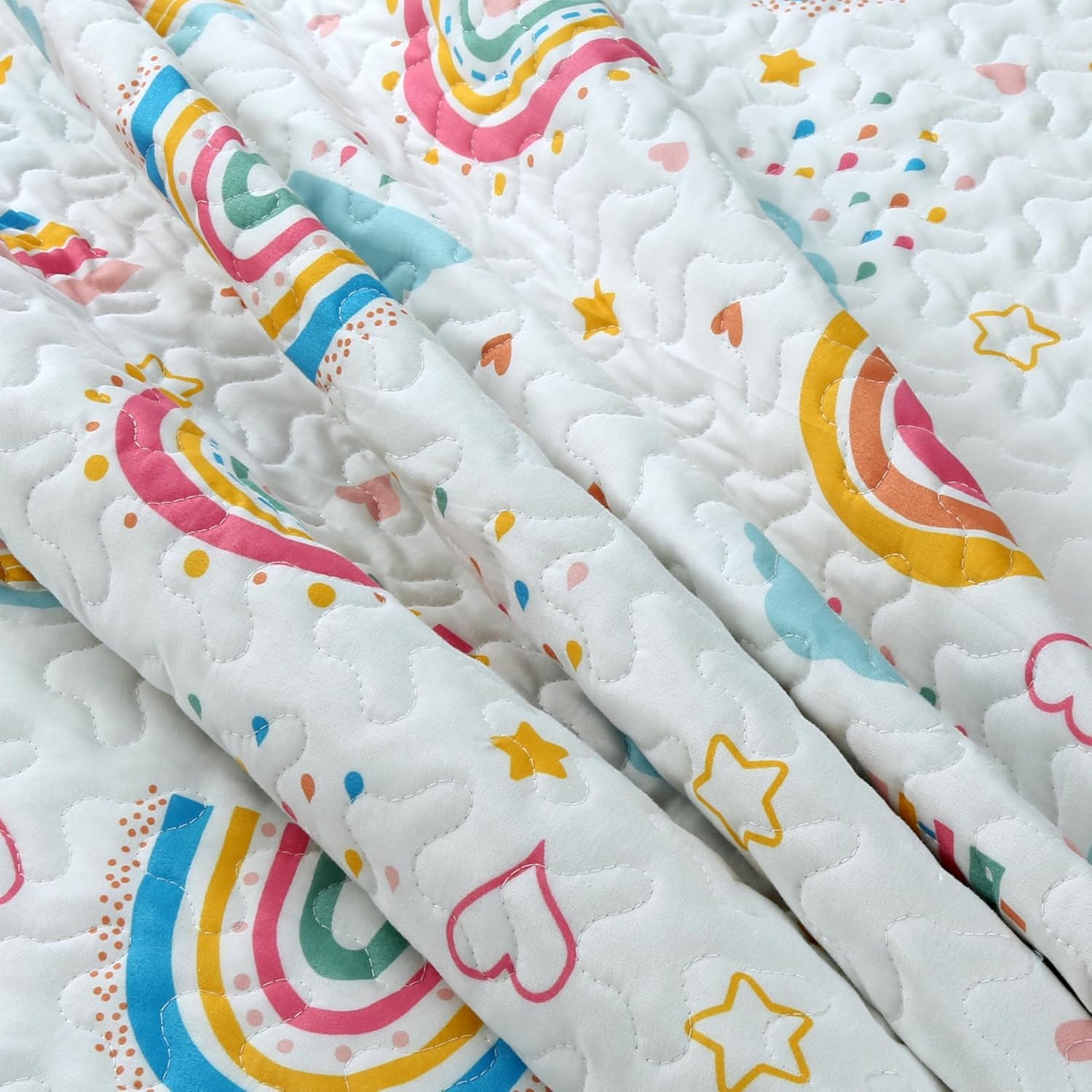 MarCielo Kids Rainbow Quilt Set Throw Blanket