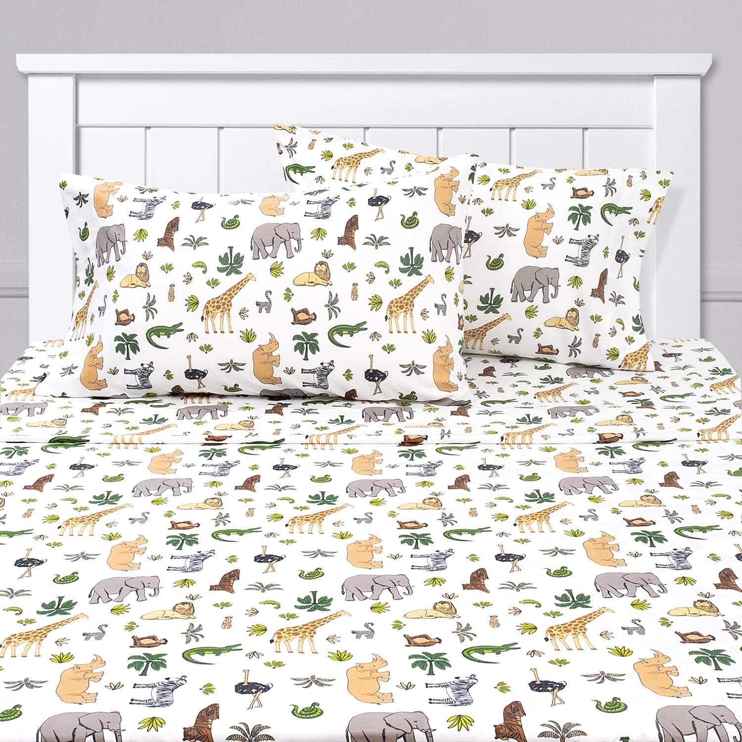 1500 Supreme Kids Bed Sheet Set - Full Size Wild Animal Design