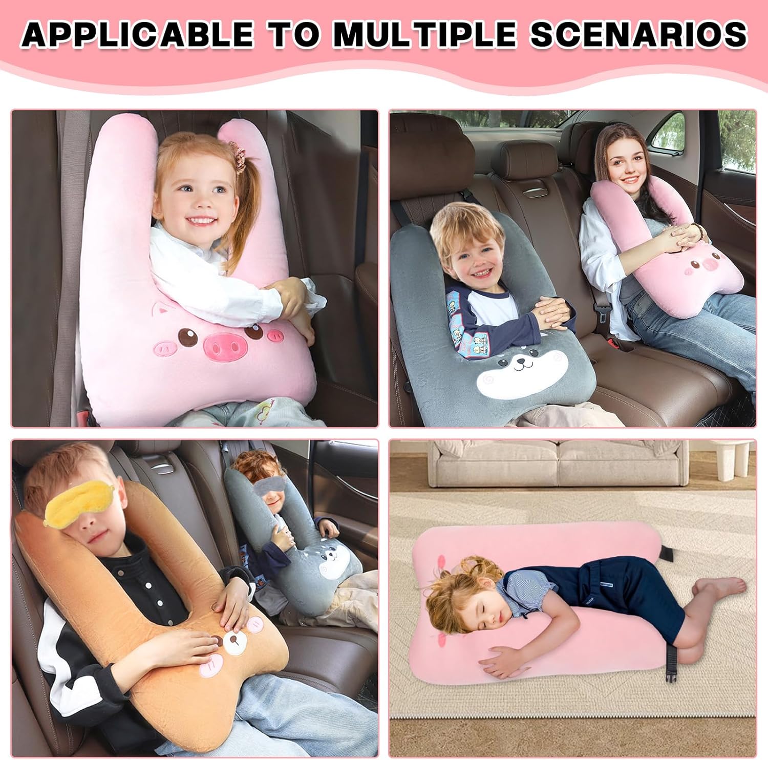 Longhuo Kids Travel Pillow U Shaped Car Seat Support