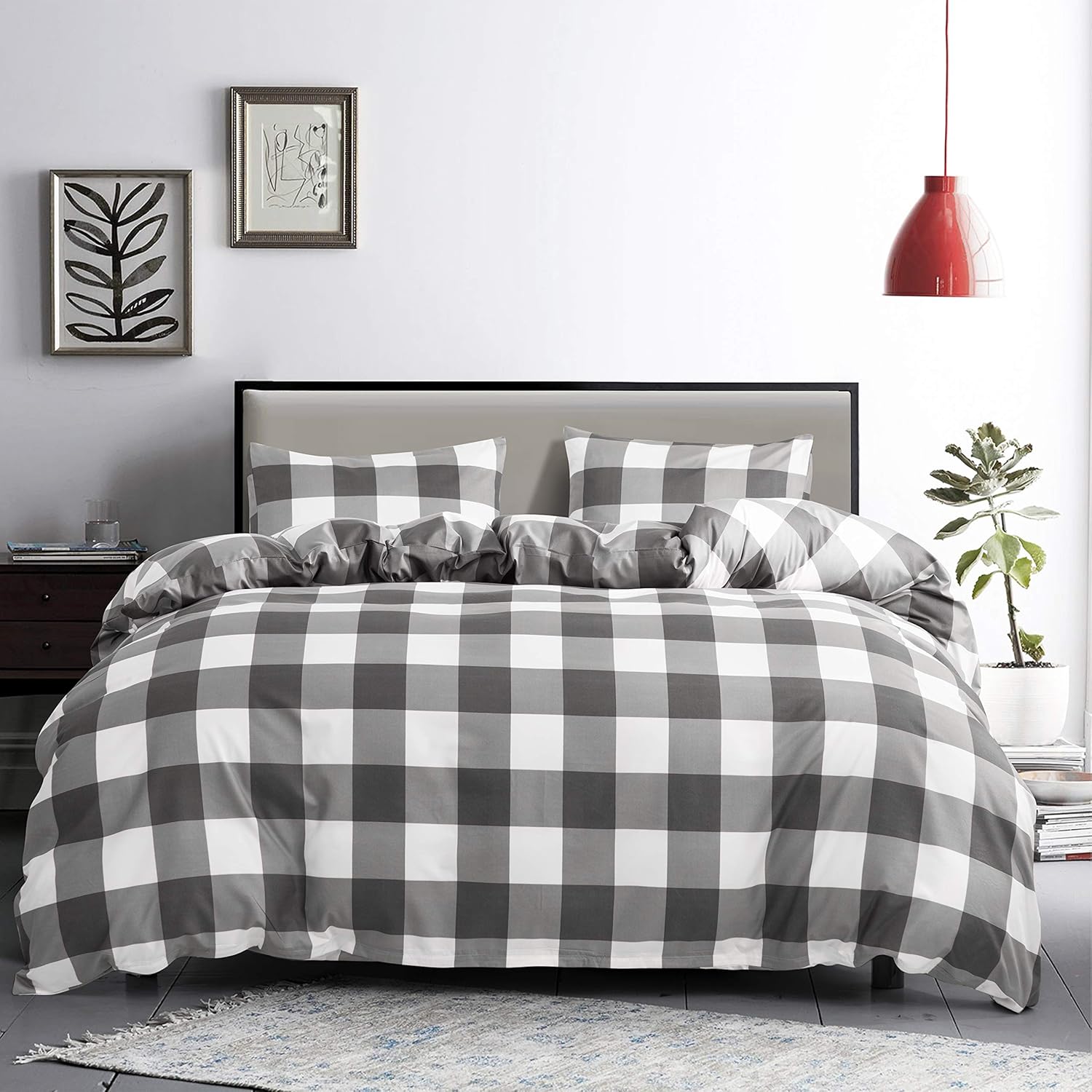 GETIANN Plaid Duvet Cover Set Twin 68x90