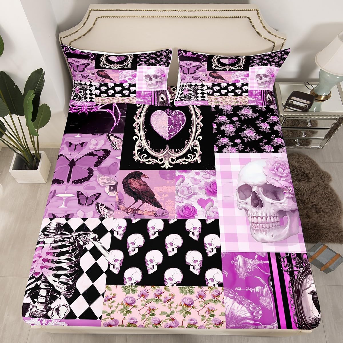 Boho Skeleton Bedding Set for Kids Room