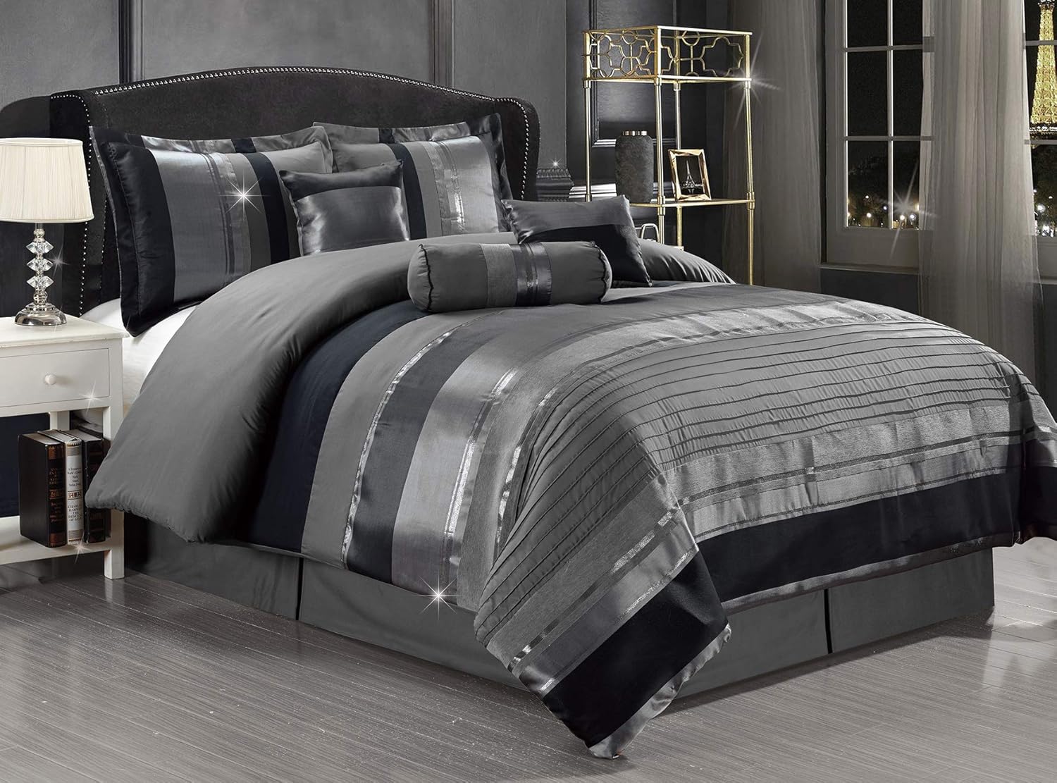 GrandLinen 7-Piece Cal King Size Chenille Bedding Set 1