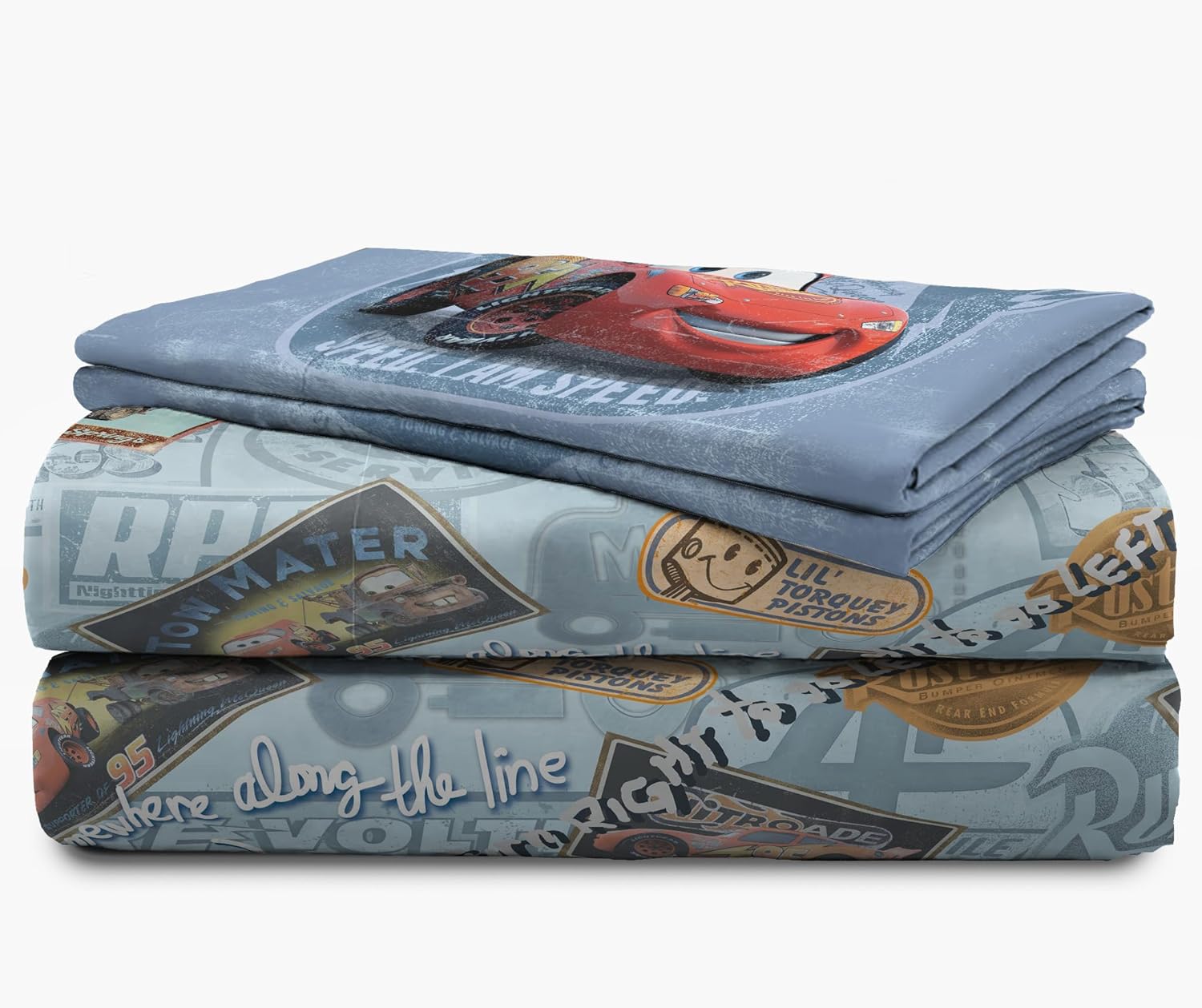 Jay Franco Disney Pixar Cars Tune Up Blue Gray 4 Piece Sheet Set