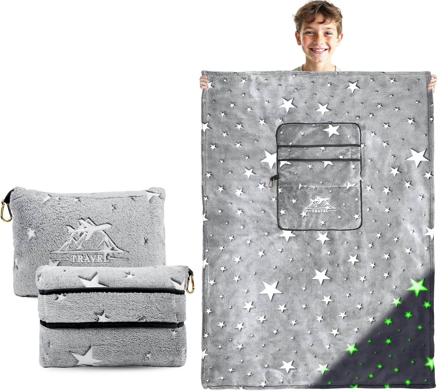 Glow in Dark Travel Blanket for Kids Boys Girls Airplane 40x60 Inches