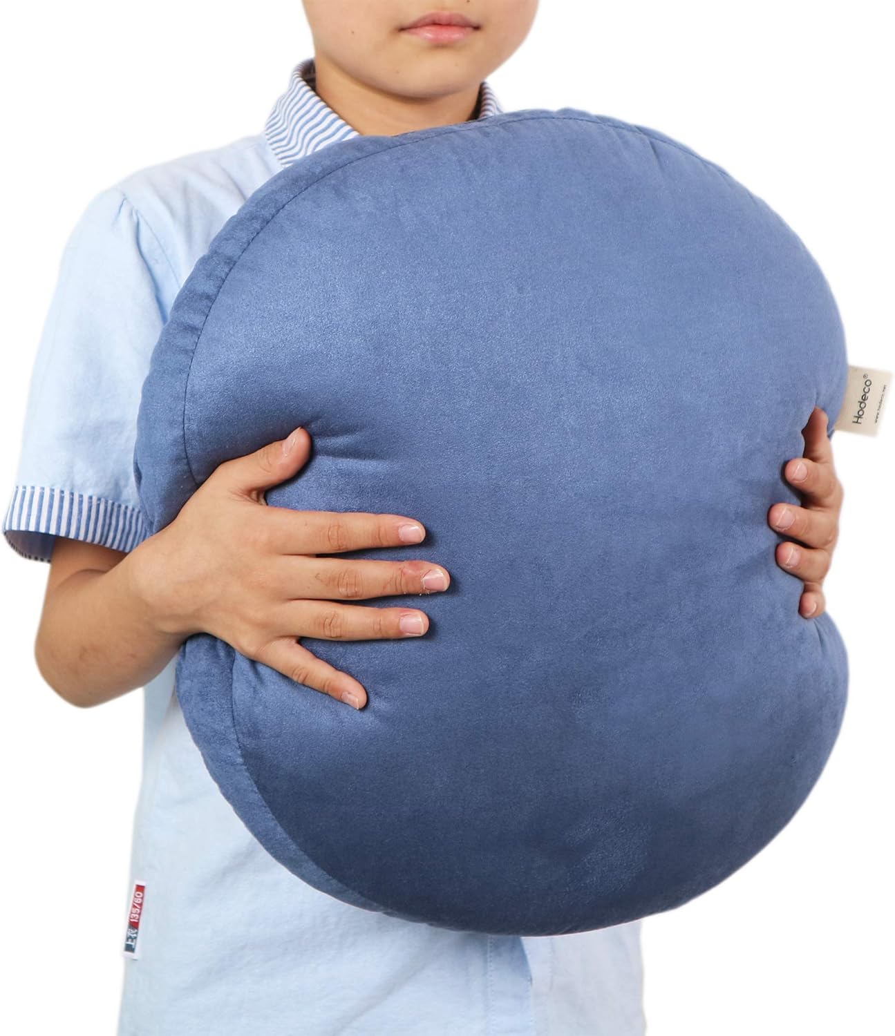 Hodeco Round Throw Pillow 18x18 Navy Blue