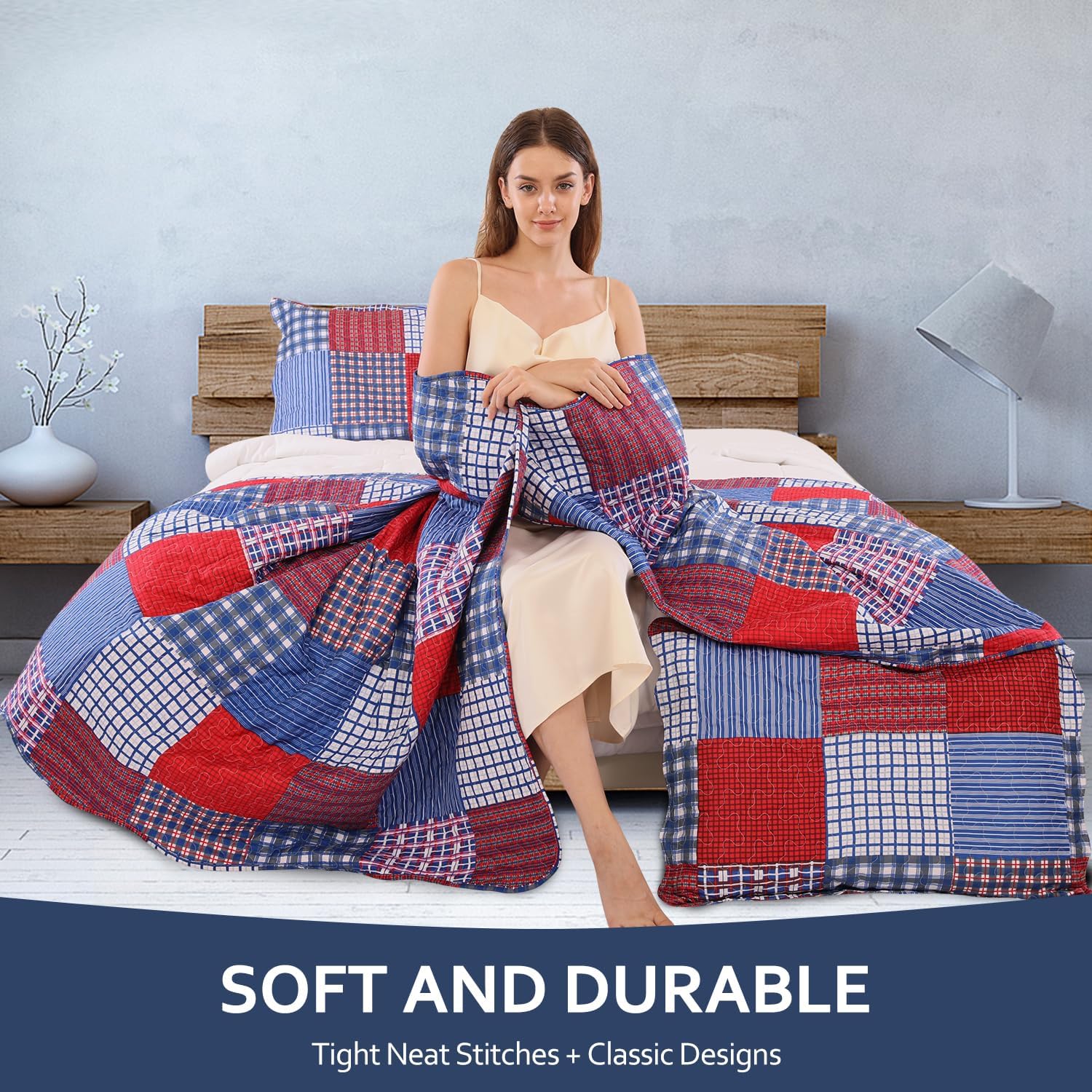 Jessy Home Plaid Quilt Set Twin Bedspread