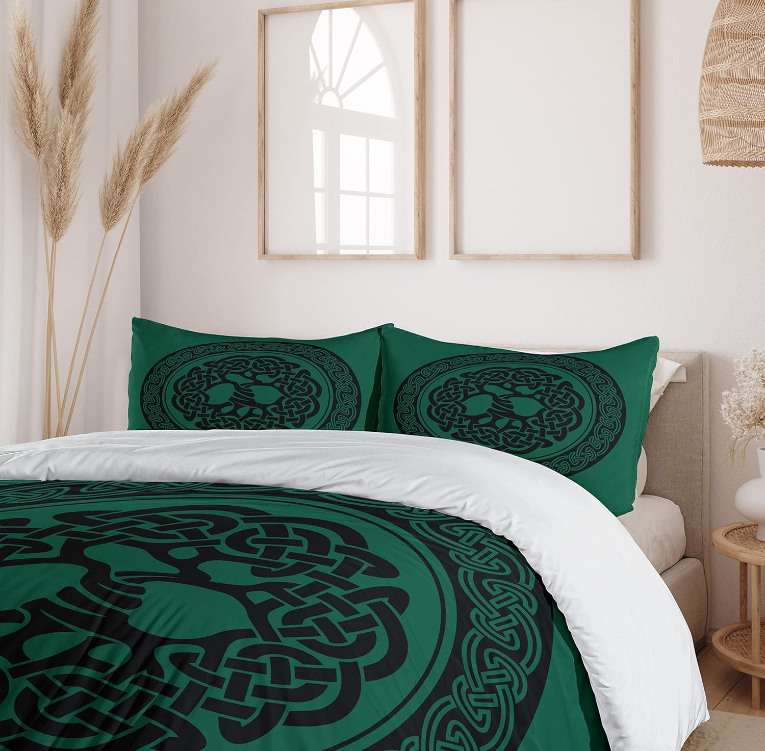 Ambesonne Forest Green Black Duvet Cover Set with Pillow Sham