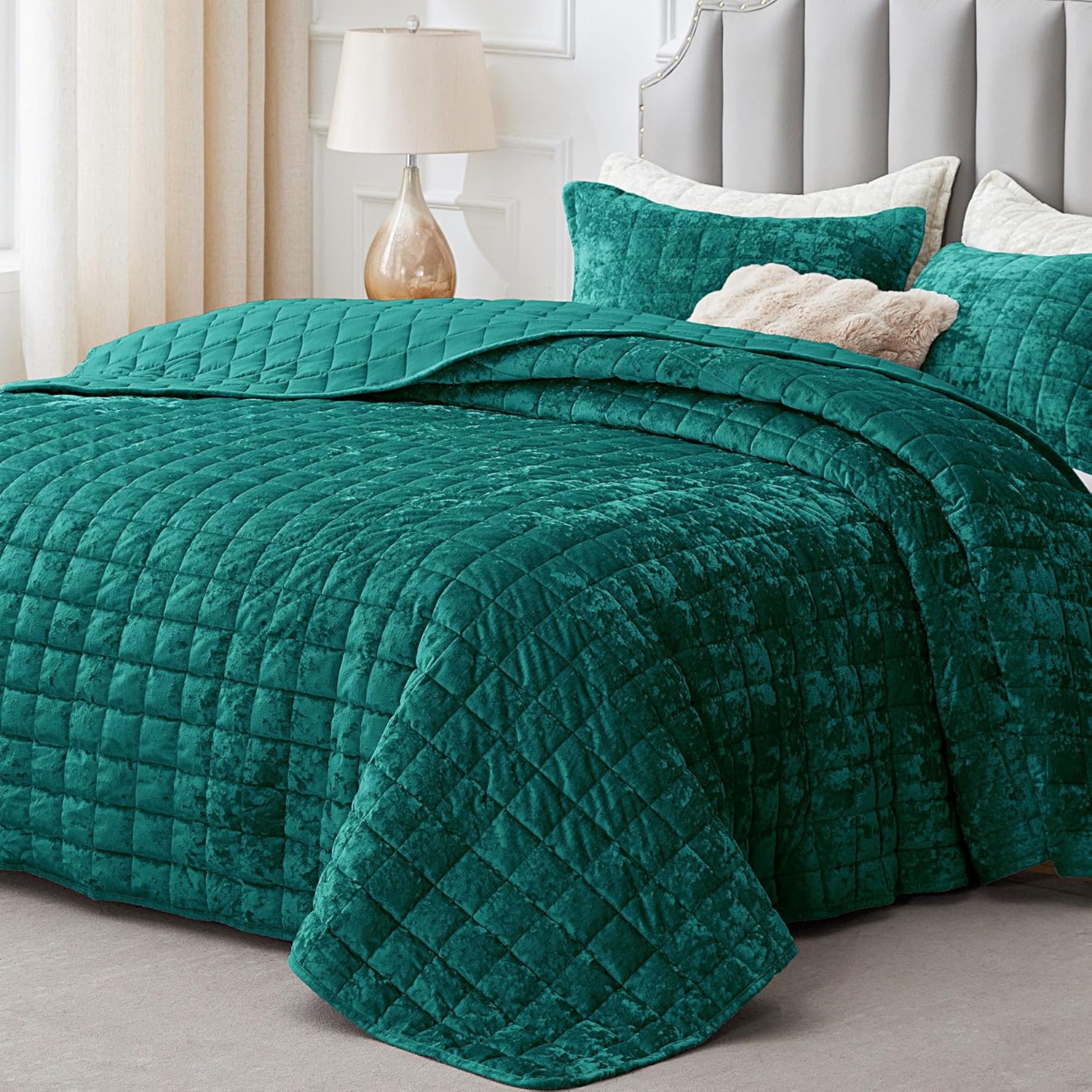 BEDELITE Velvet Quilt Set Queen Size