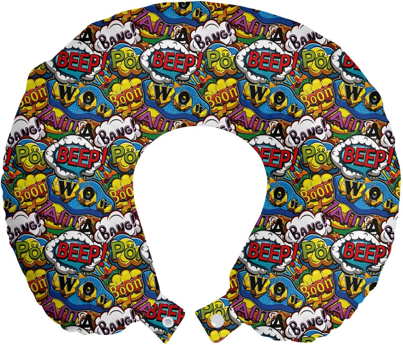 Lunarable Superhero Travel Pillow with Bold Print 1
