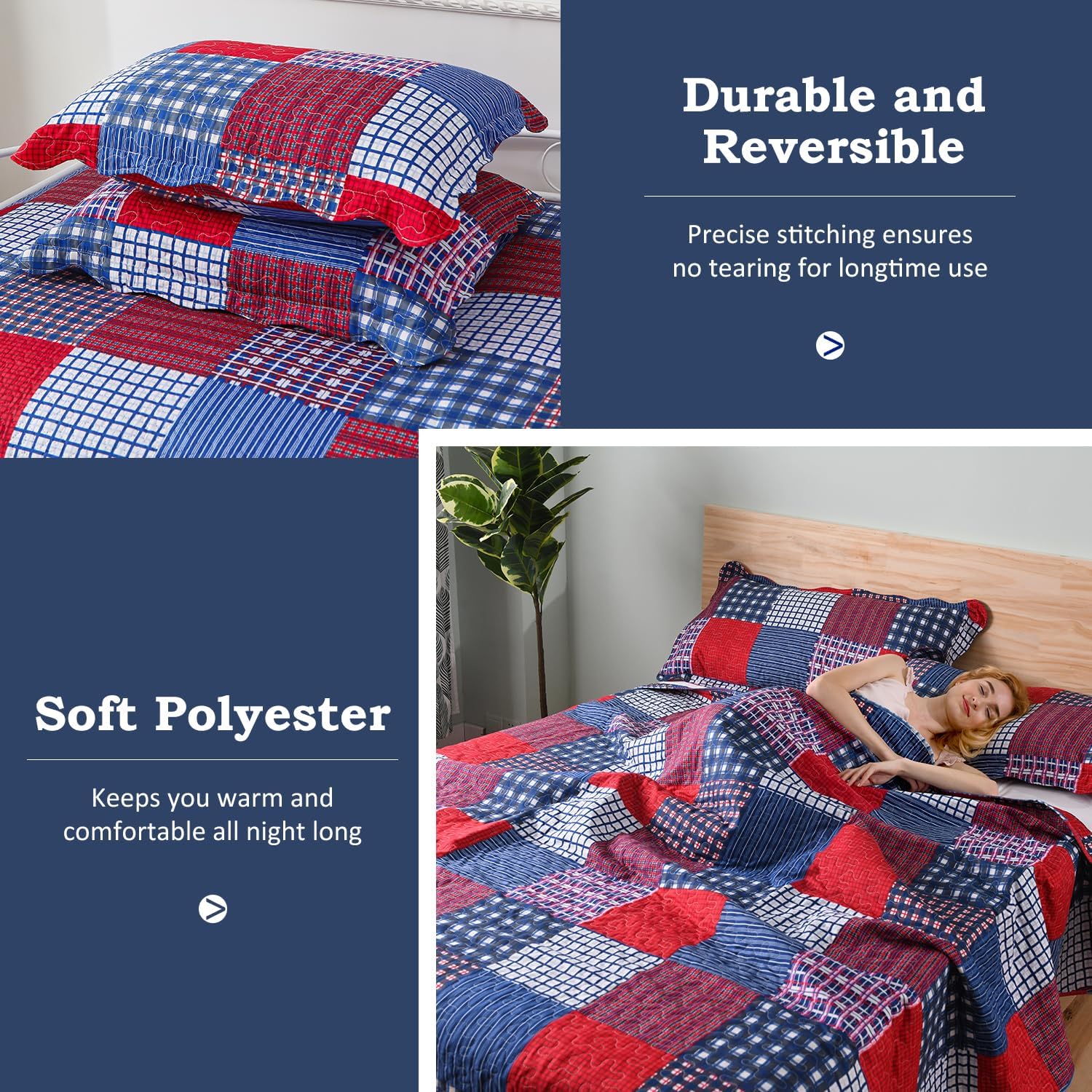 Jessy Home Plaid Quilt Set Twin Bedspread