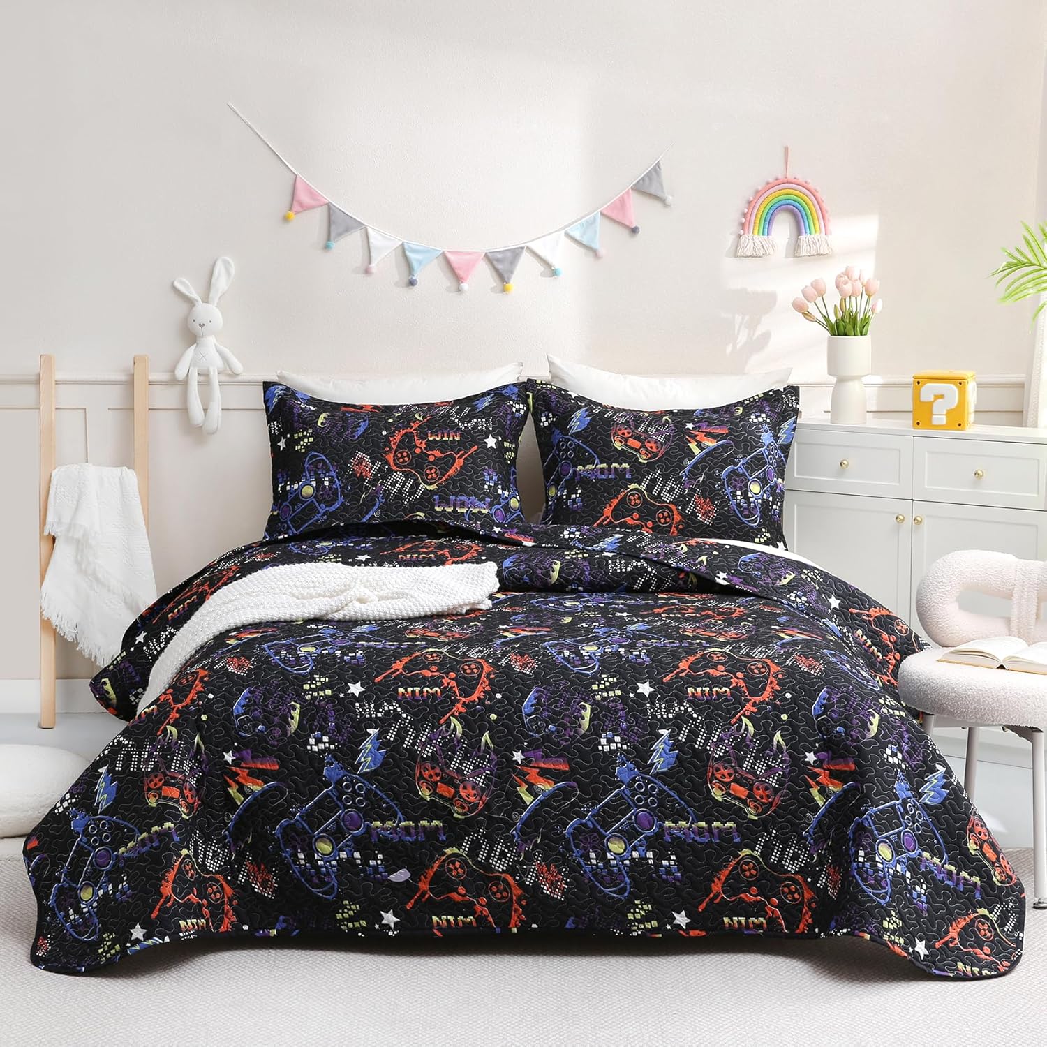 JSD Black Gaming Kids Quilt Set FullQueen 1