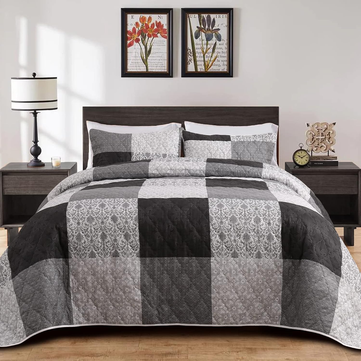 BALAPET Oversized King Bedspread Set with Plaid Patchwork