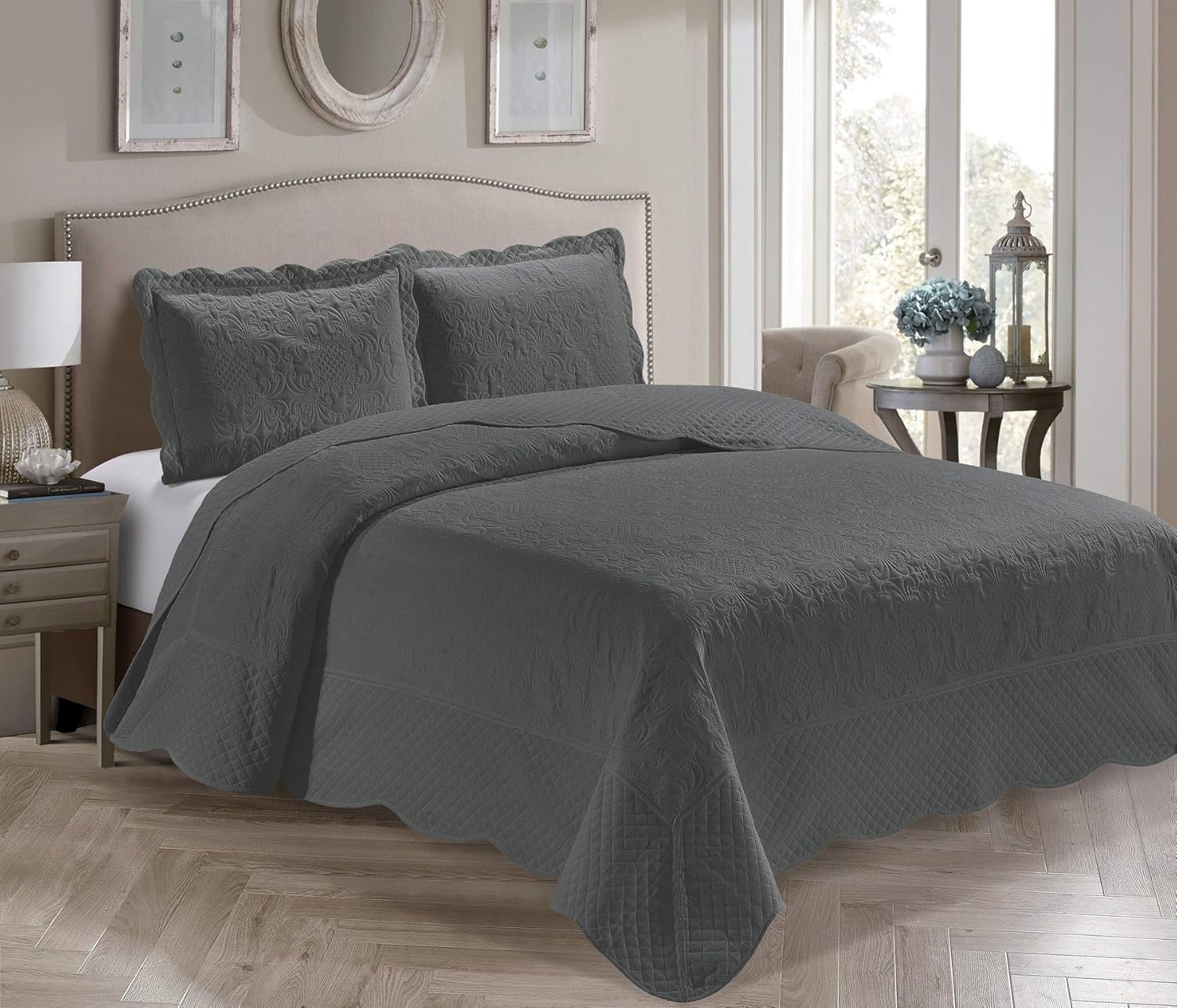 Home Collection 3 Piece Embossed Coverlet Bedspread Set 1