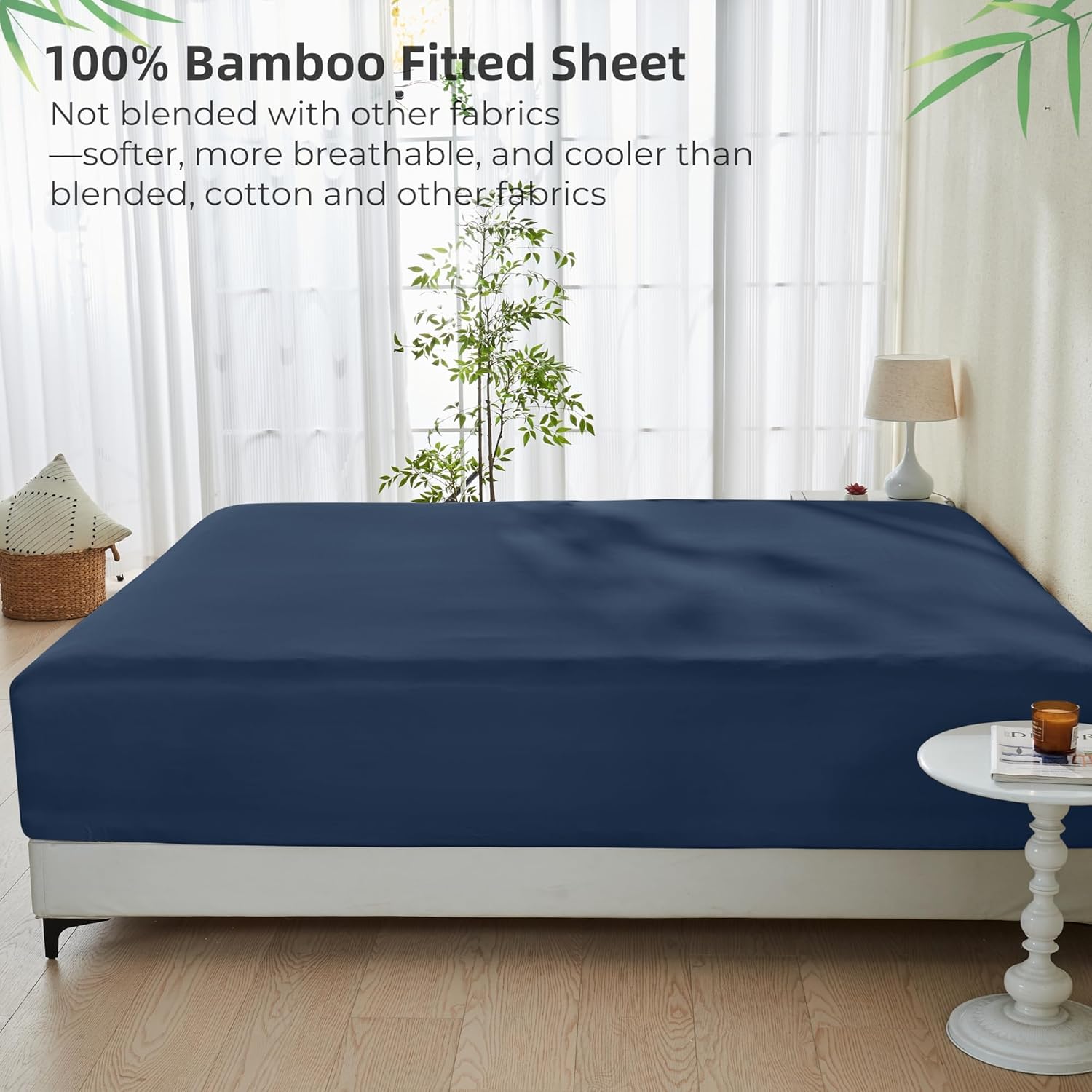 GOKOTTA Bamboo Rayon Fitted Sheet King Size