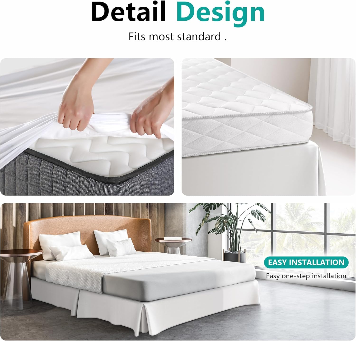WVM Soft Quadruple Pleated Bed Skirt for Queen Bed