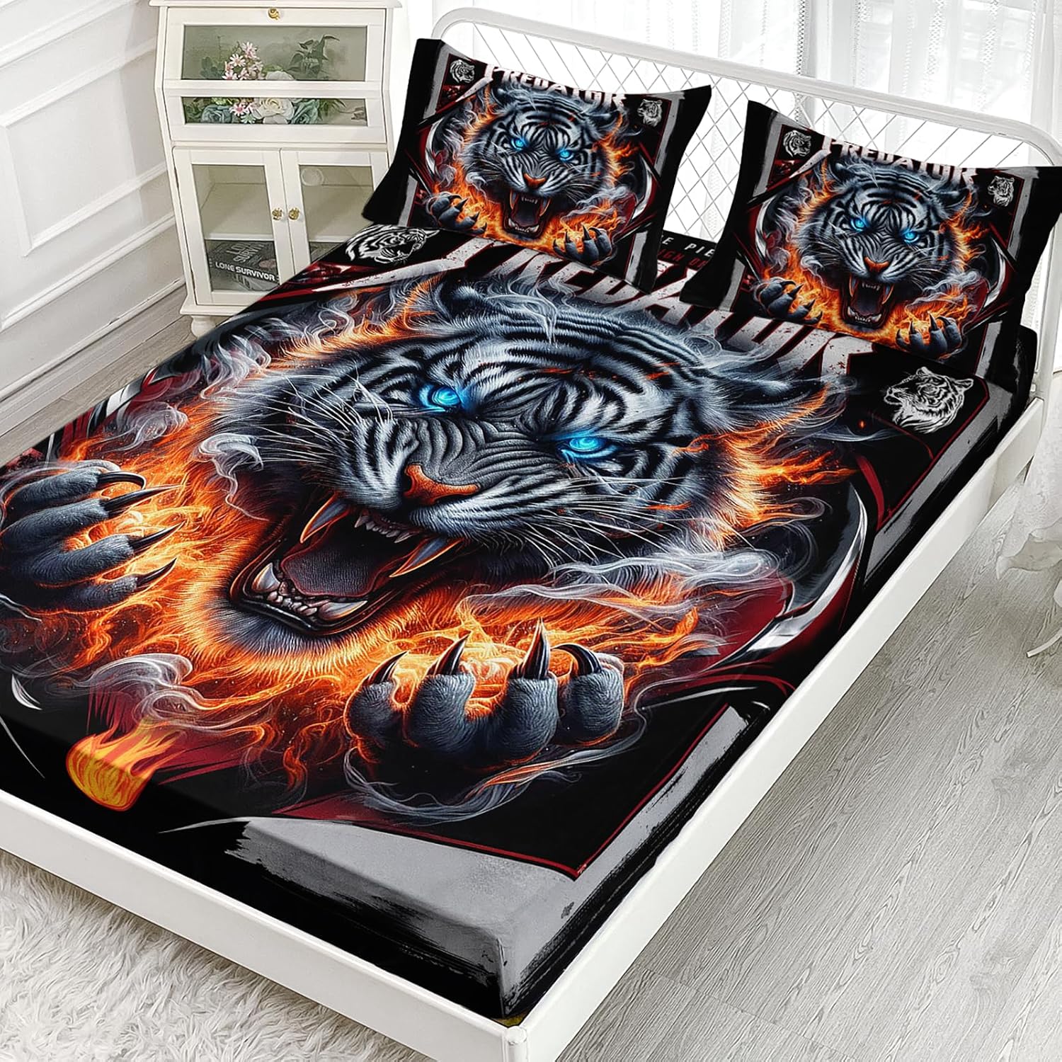AILONEN Boys Tiger Fitted Sheet Set Twin XL 3-Piece