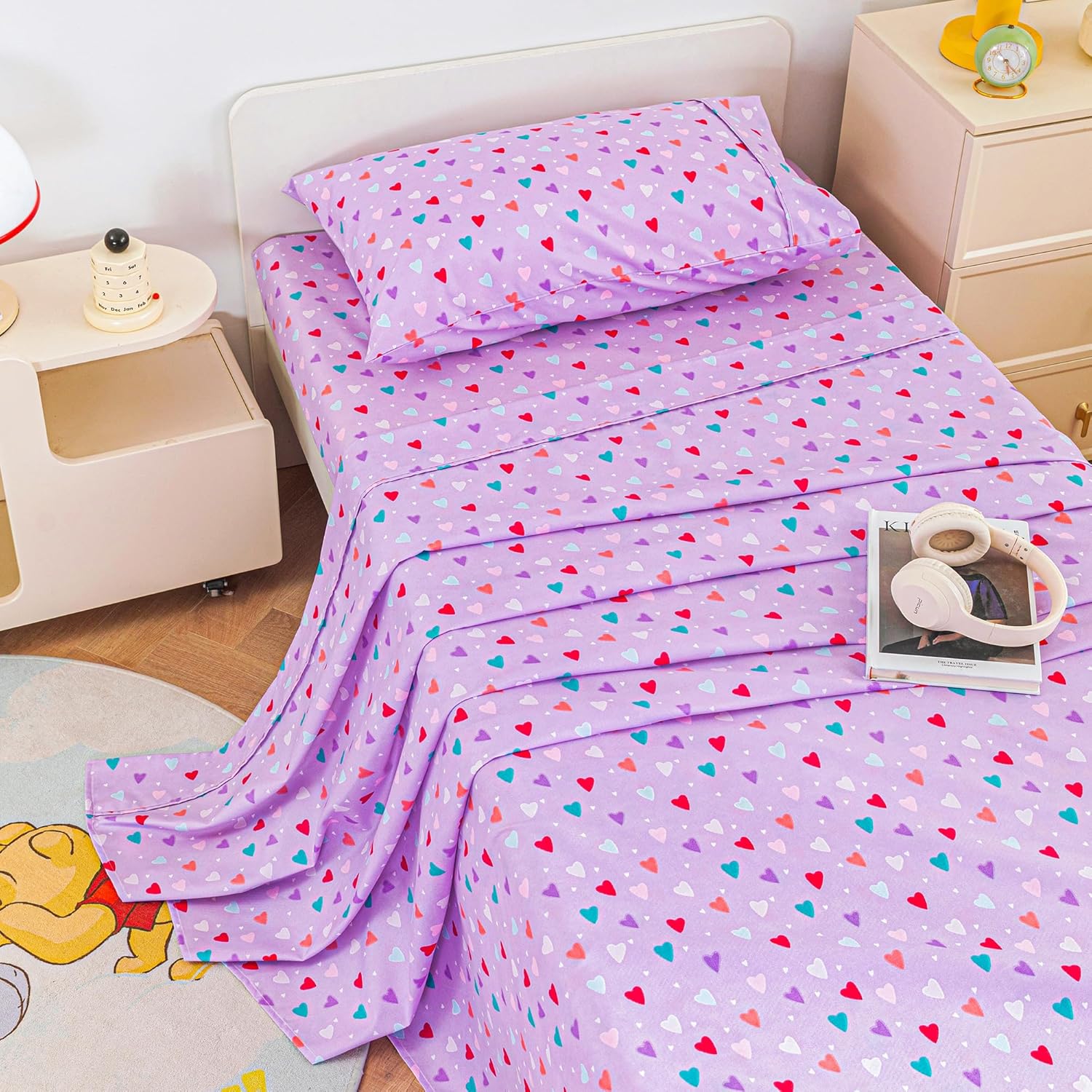 Viviland 3-Piece Girls Purple Twin Sheet Set