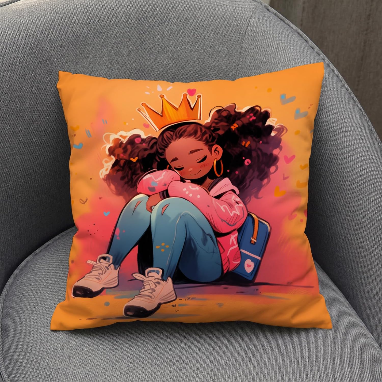 SARA NELL Black Princess Pillowcase 18x18 Inch