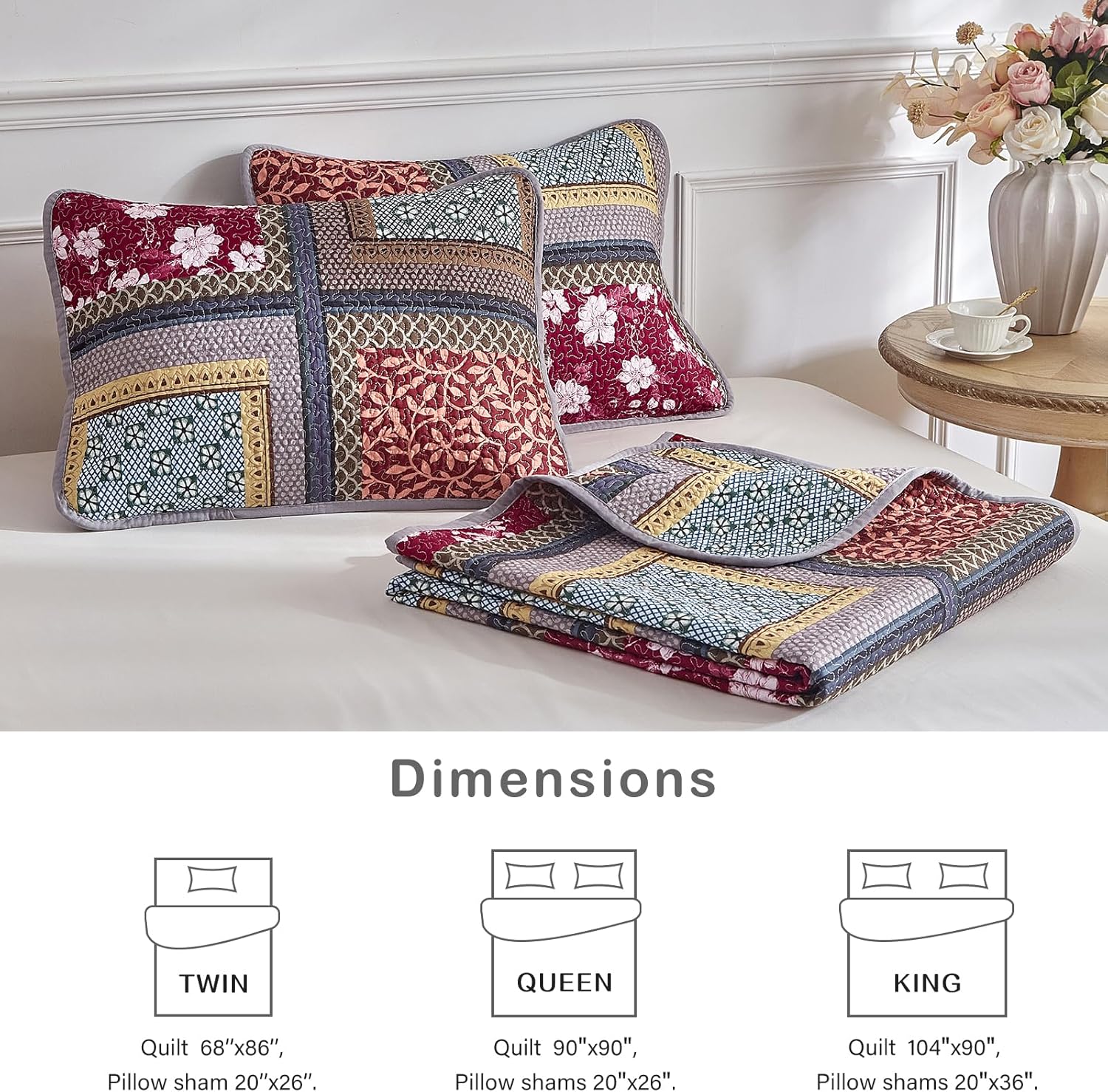 Flysheep 2 Piece Patchwork Quilt Set Twin Size