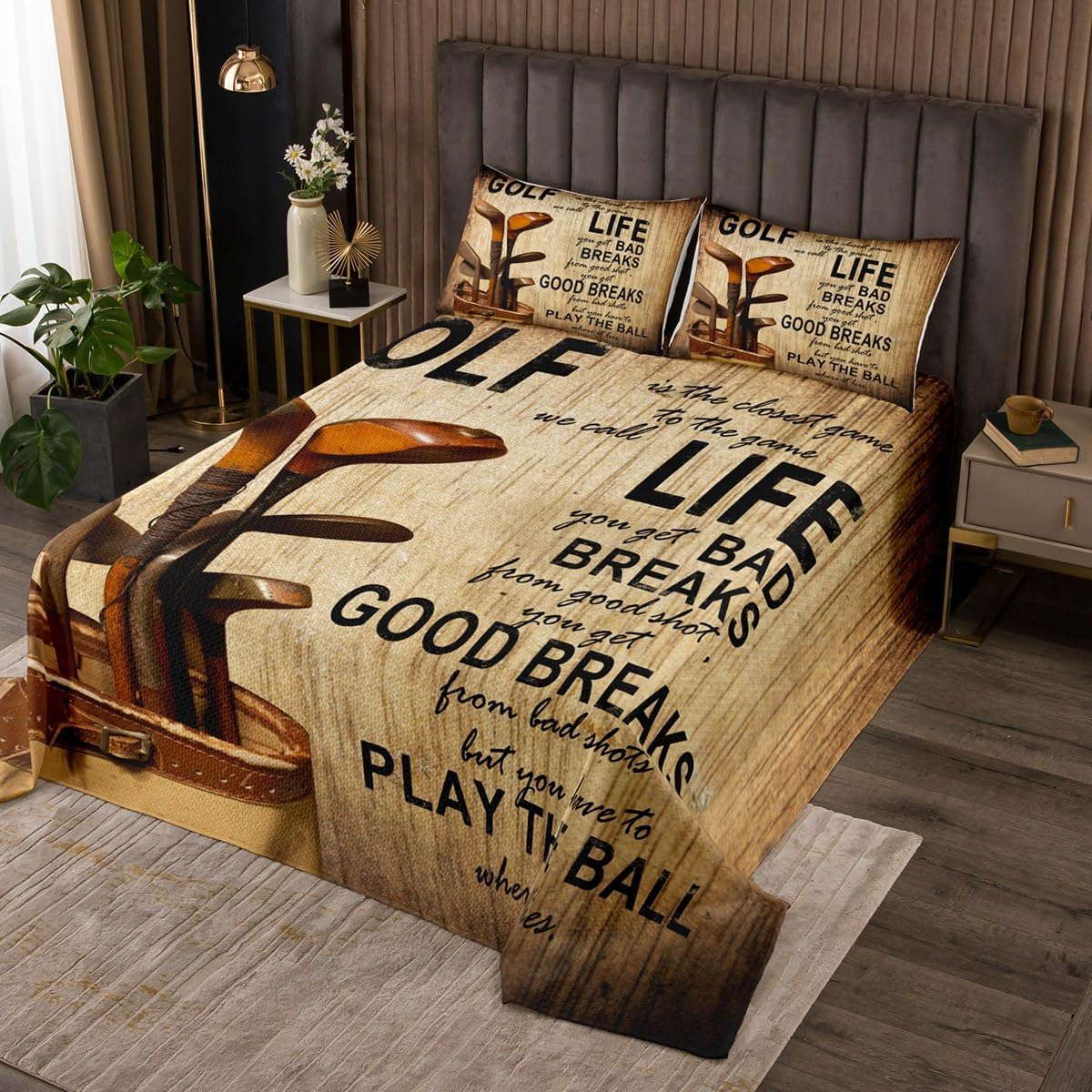 Homewish Golf Ball Bedspread Queen Size Set