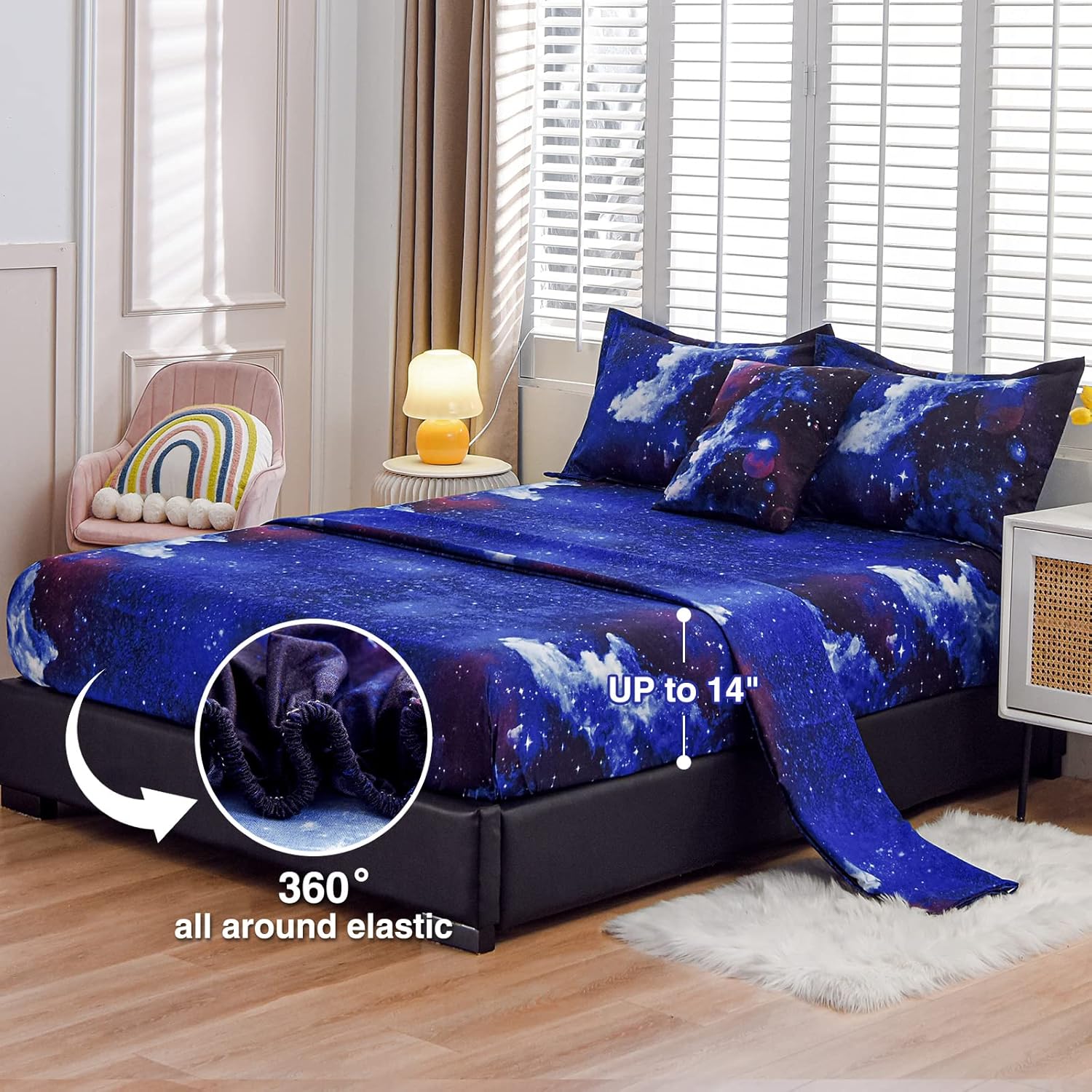 A Nice Night Galaxy 6Pcs Comforter Set for Kids Adults
