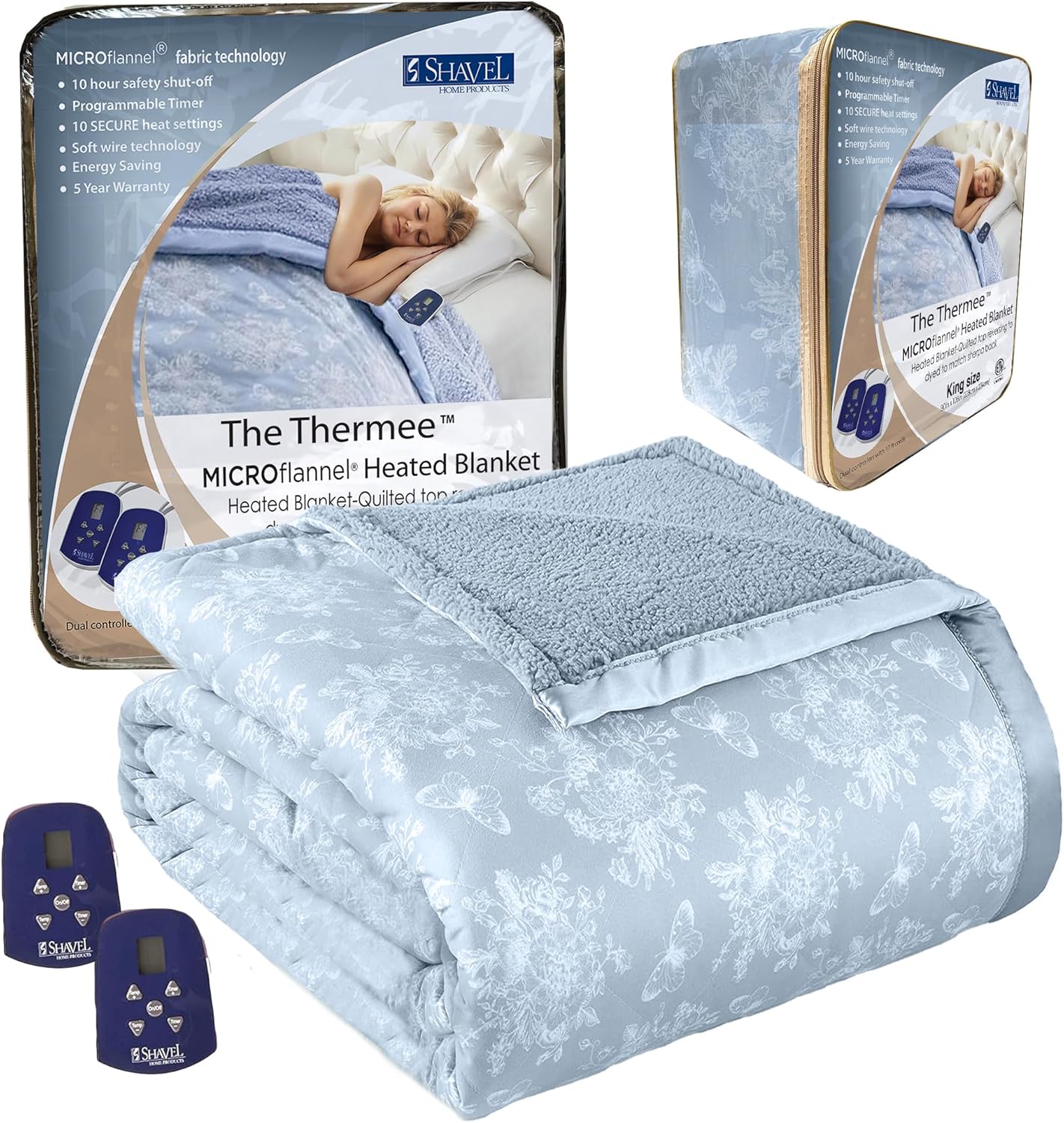 Thermee Micro Flannel Heated Blanket with Sherpa Back 1