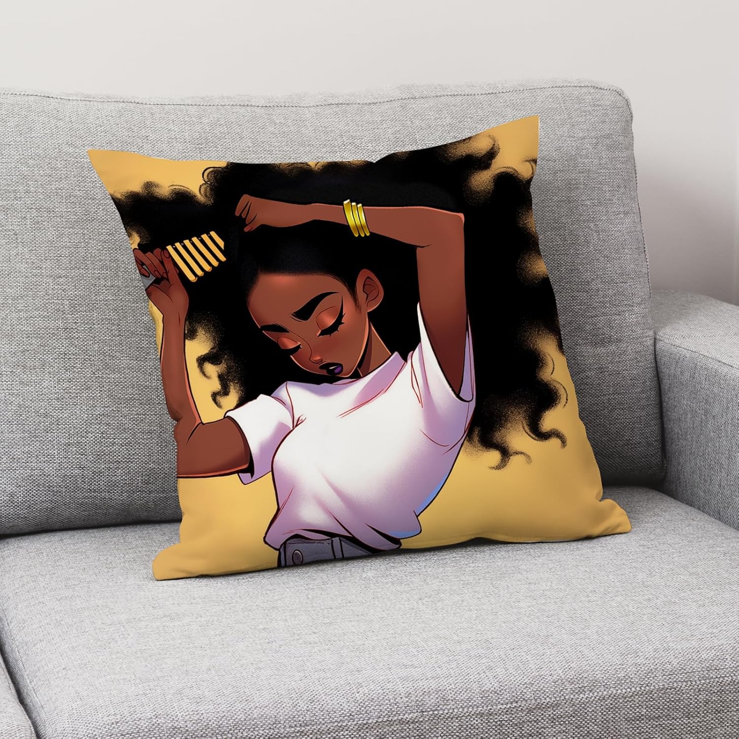 SARA NELL Black Girl Throw Pillow Cover 18x18 Inch