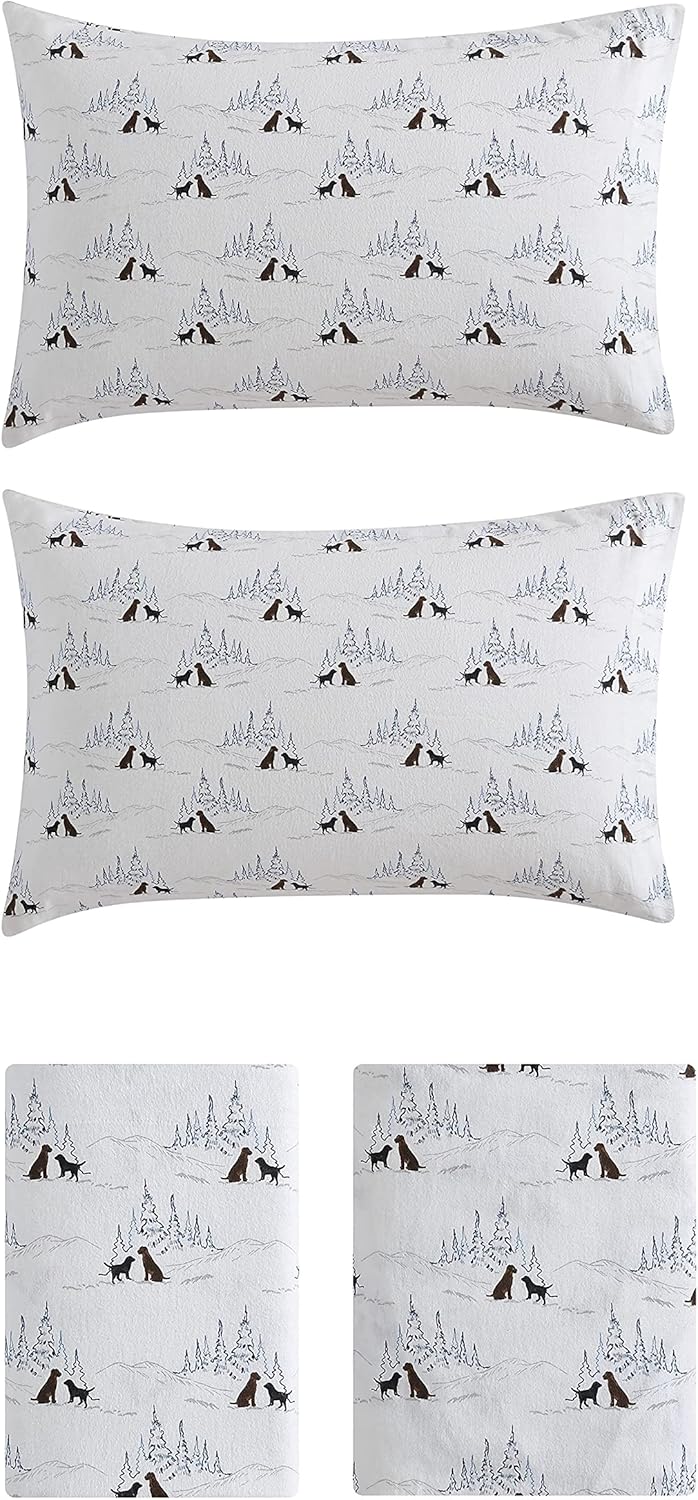 Eddie Bauer Queen Sheet Set - Breathable Cotton Flannel with Deep Pockets