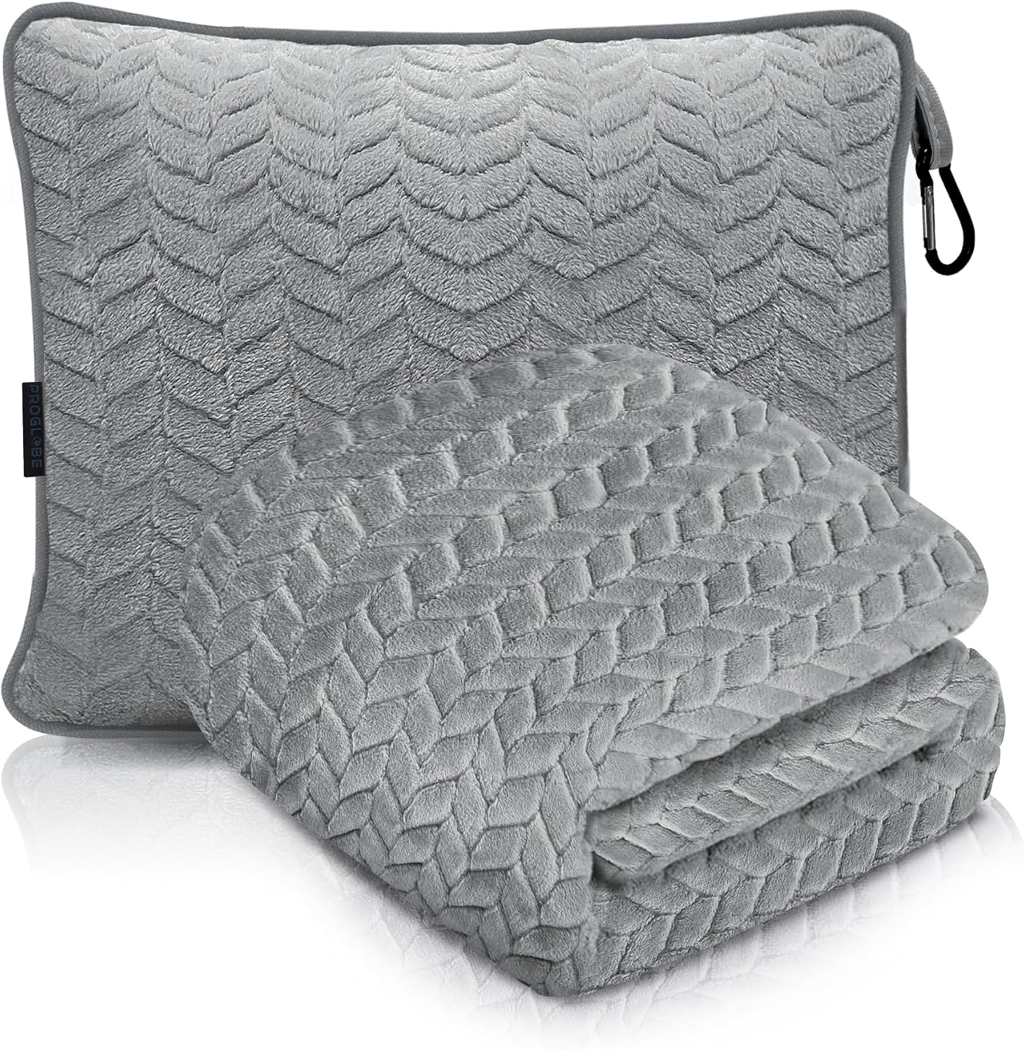 Proglobe Travel Blanket and Pillow - Ultra Soft Fleece for Airplane Car Camping