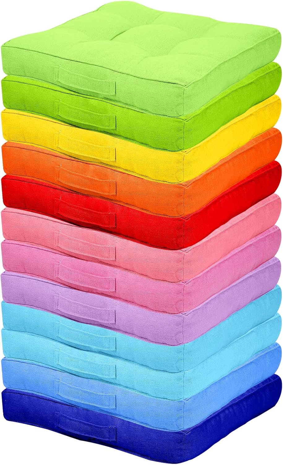 Gerrii 12 Piece Rainbow Floor Cushion Set with Handles