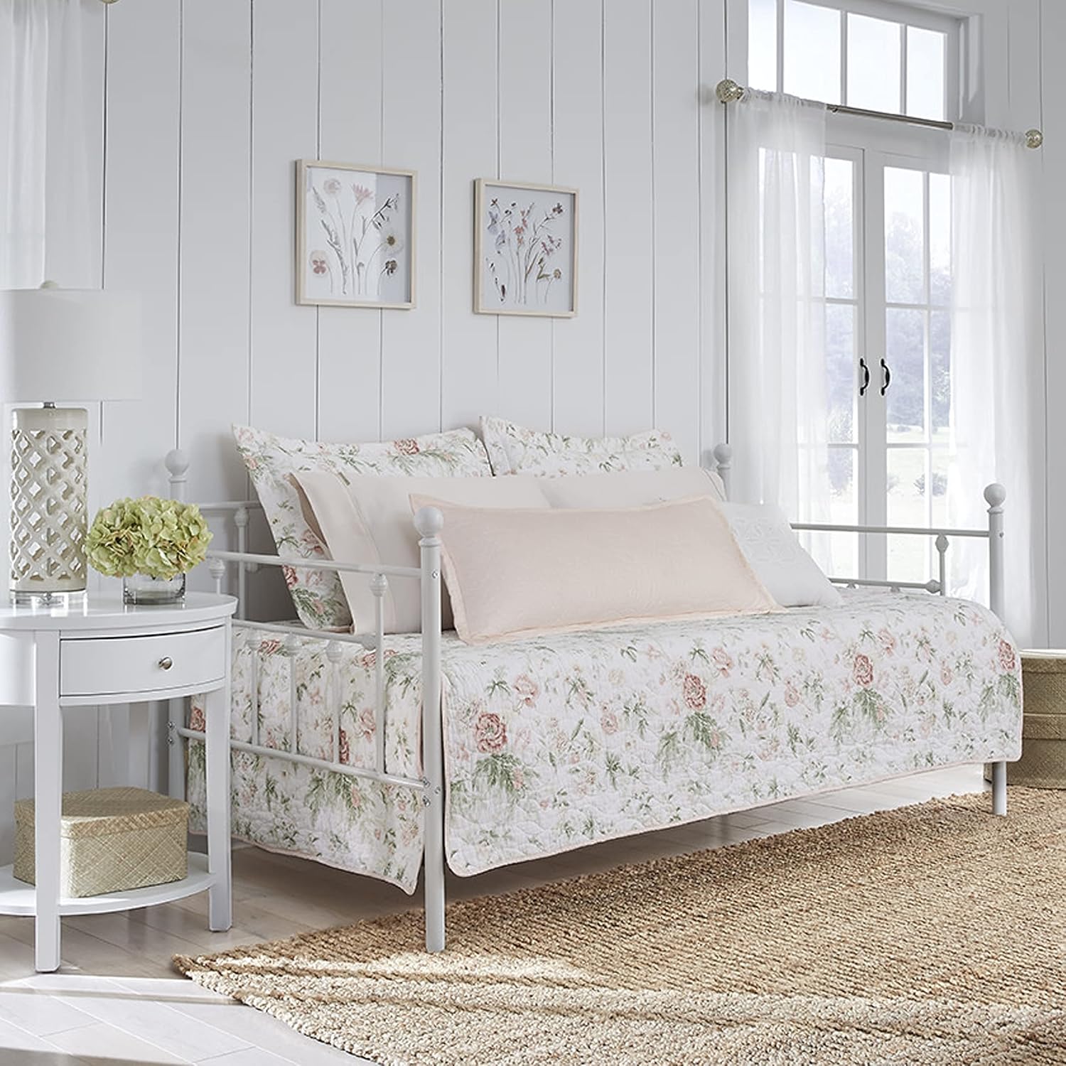 Laura Ashley Daybed Set - Breezy Floral Pink 100 Cotton Polyester
