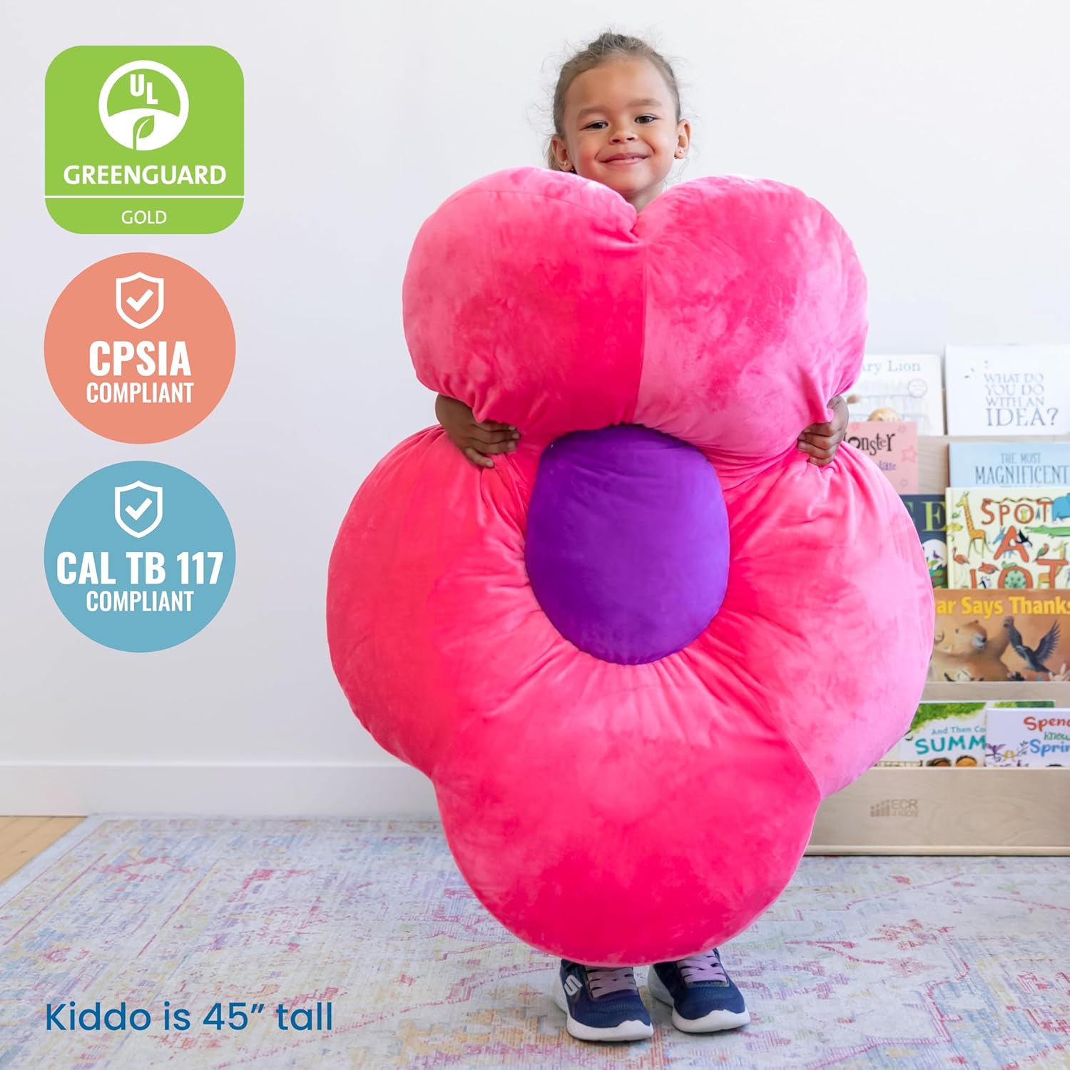 ECR4Kids SoftZone Flower Floor Pillow Bright Pink 1