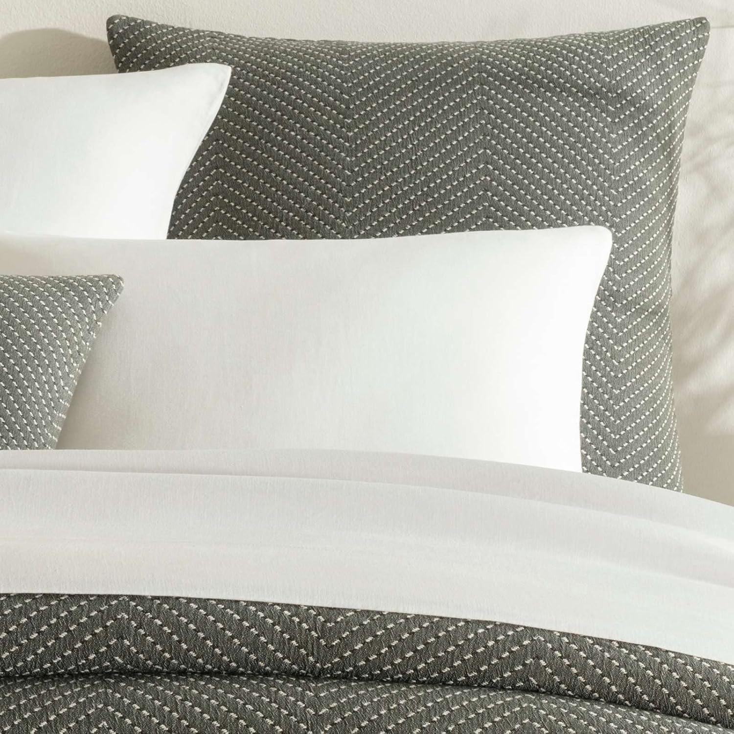 Catalina Charcoal Matelasse Pillow Sham Euro Size GreyIvory Pattern