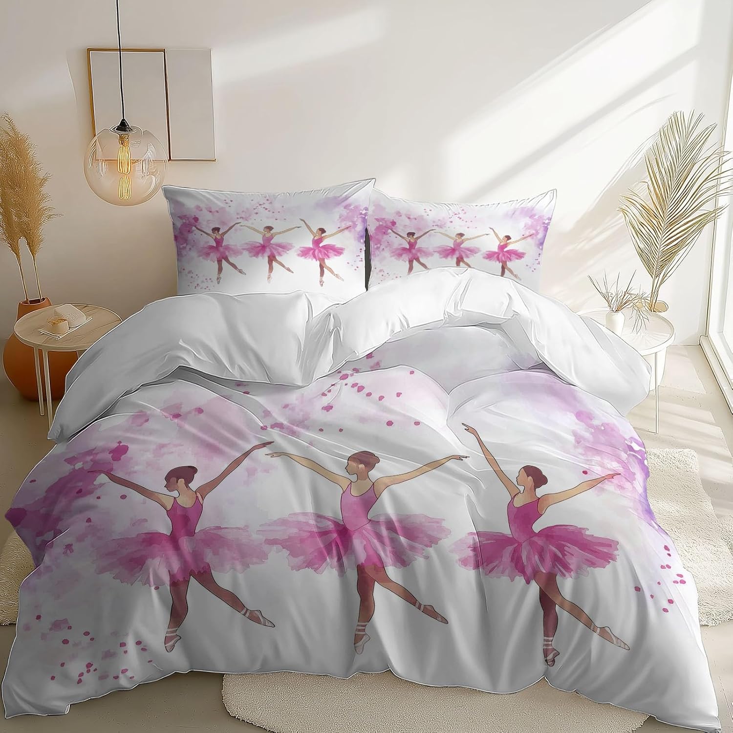 Pink Microfiber Reversible Duvet Cover Twin XL Set